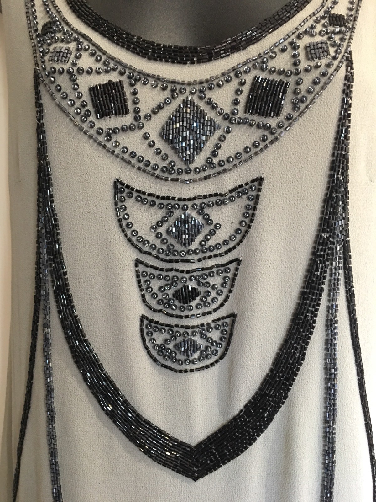 Grace Hill Designer Art Deco Vintage Retro Party Sequins Grey Black Top Size 8
