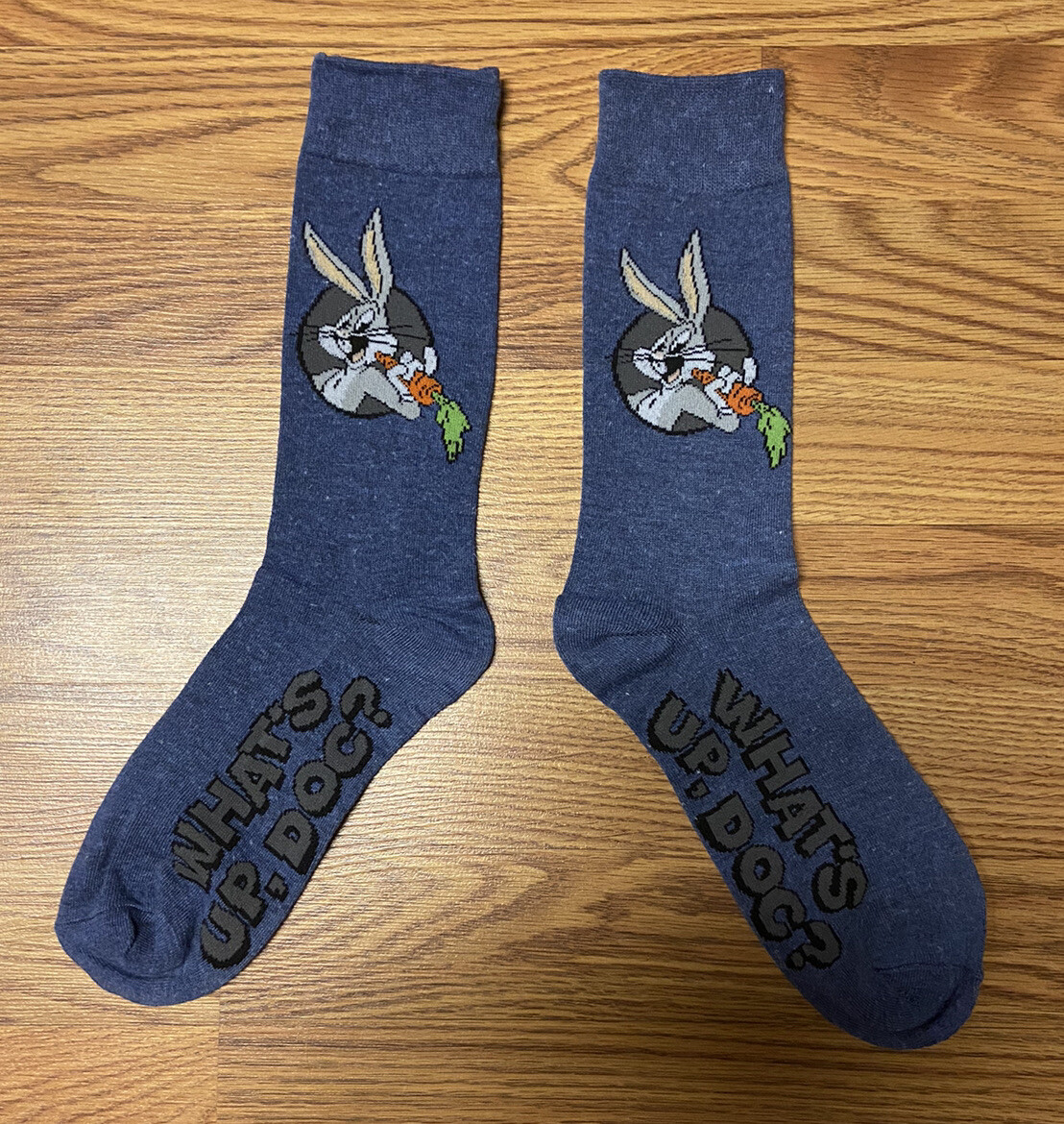 Looney Toons What’s Up Doc Bugs Bunny Funny Cartoon Novelty Dress Tube Socks