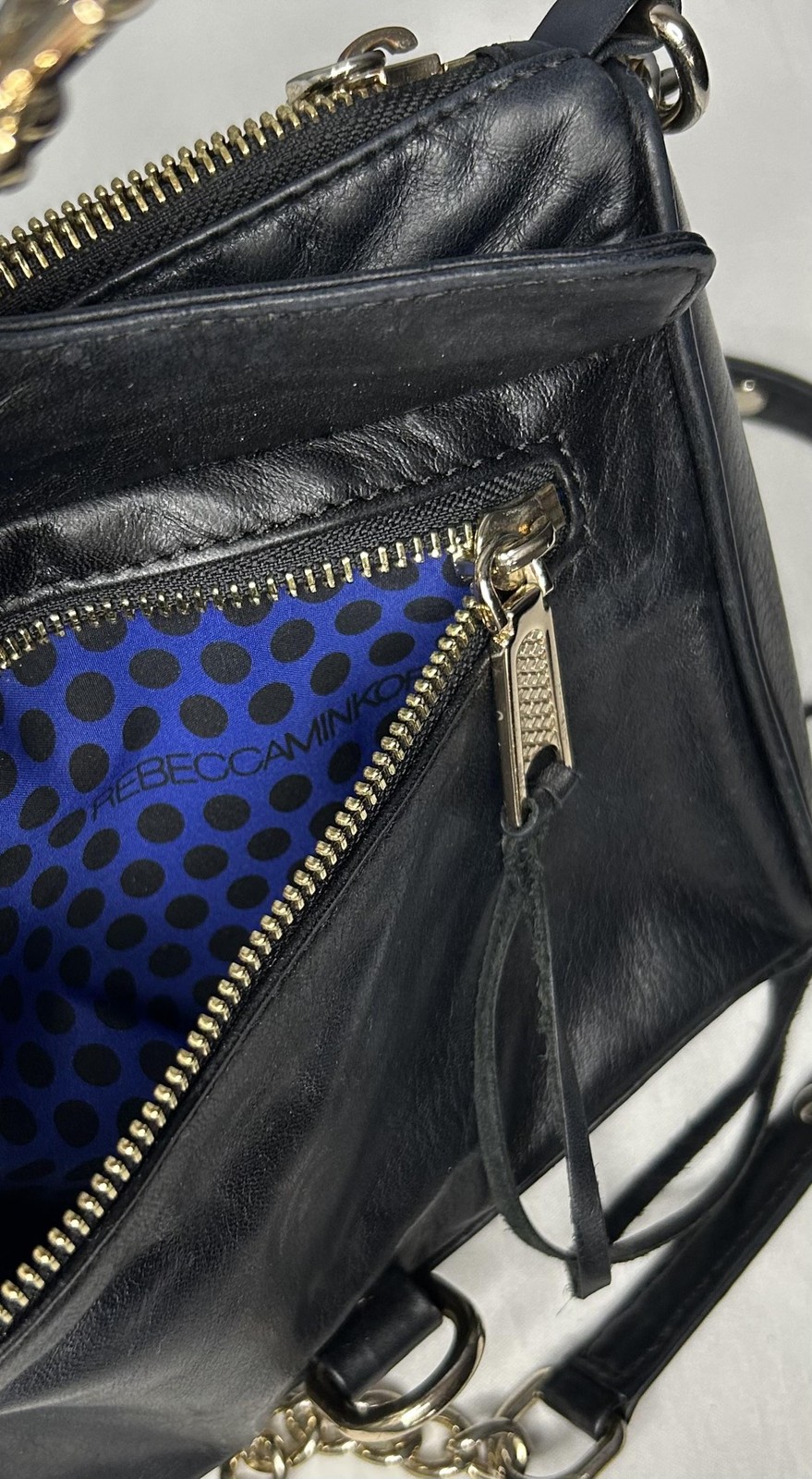 Rebecca Minkoff Purse Mini MAC Crossbody Clutch Bag Black Leather Chain Strap