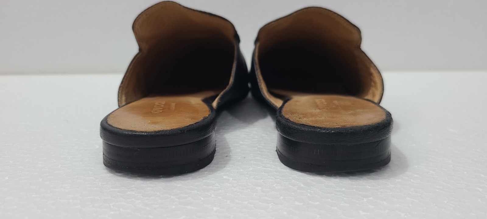 GUCCI Black Leather Princetown Mules Slides Gold Horsebit Size EU 35 US 4.5