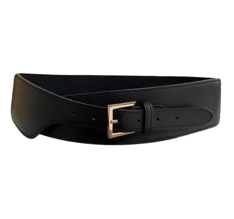 Retro Black & Golden Women’s Elegant Square Buckle Cinch Belt Size 75 Cm
