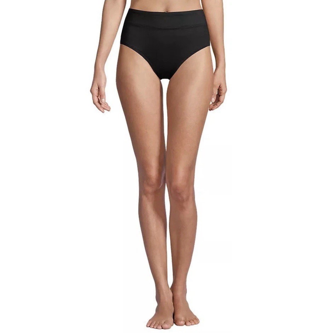 Lands’ End Women’s Black High Waisted Bikini Swim Bottoms Size Medium