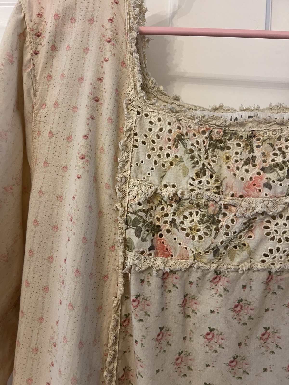 Magnolia Pearl Floral Eyelet Maxi Dress Square Neck One Size
