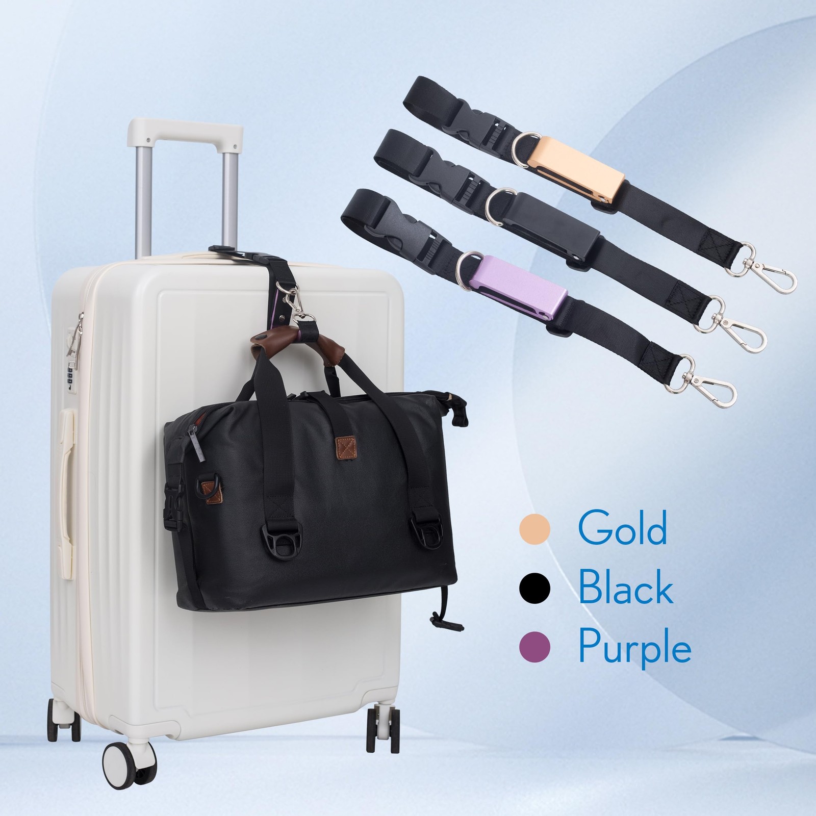 Adjustable Luggage Straps with J-Hook – Secure Your Suitcase Hands-Free (Purple)