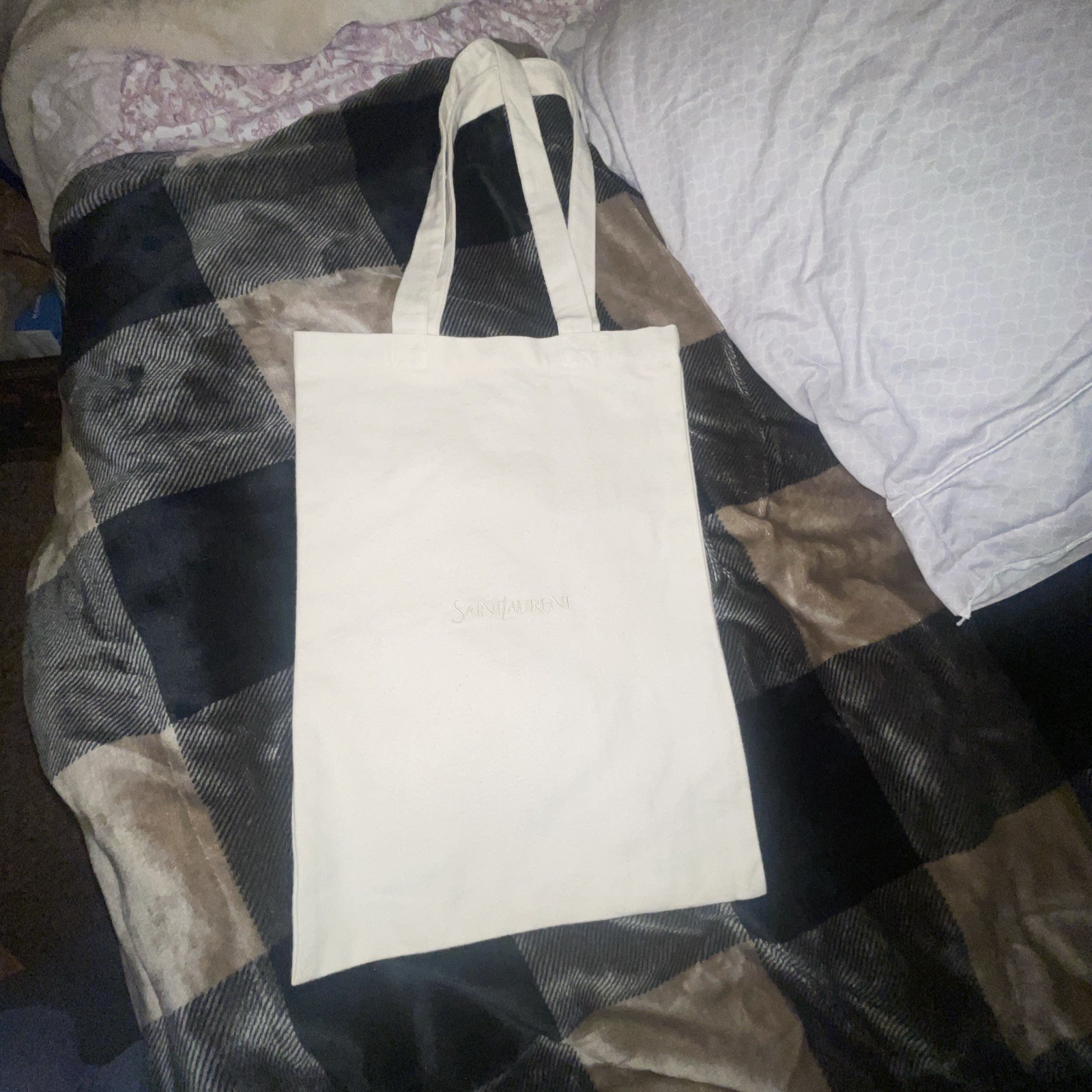 Saint Laurent ToteBag Designer Accessory Collectible 17×13 Inches Cream