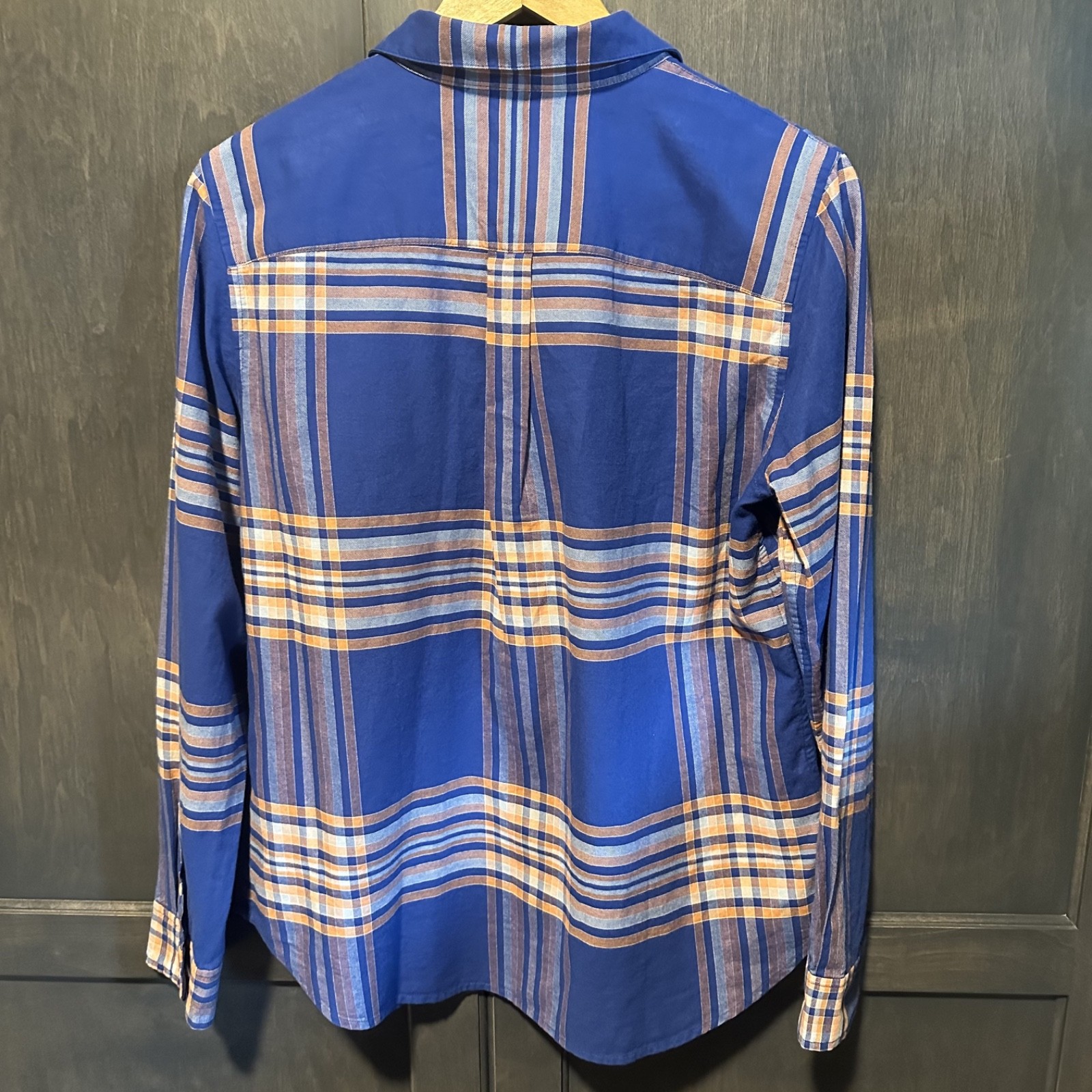 LL Bean Signature Blue Plaid Lightweight Flannel 100% Cotton, Womens Medium
