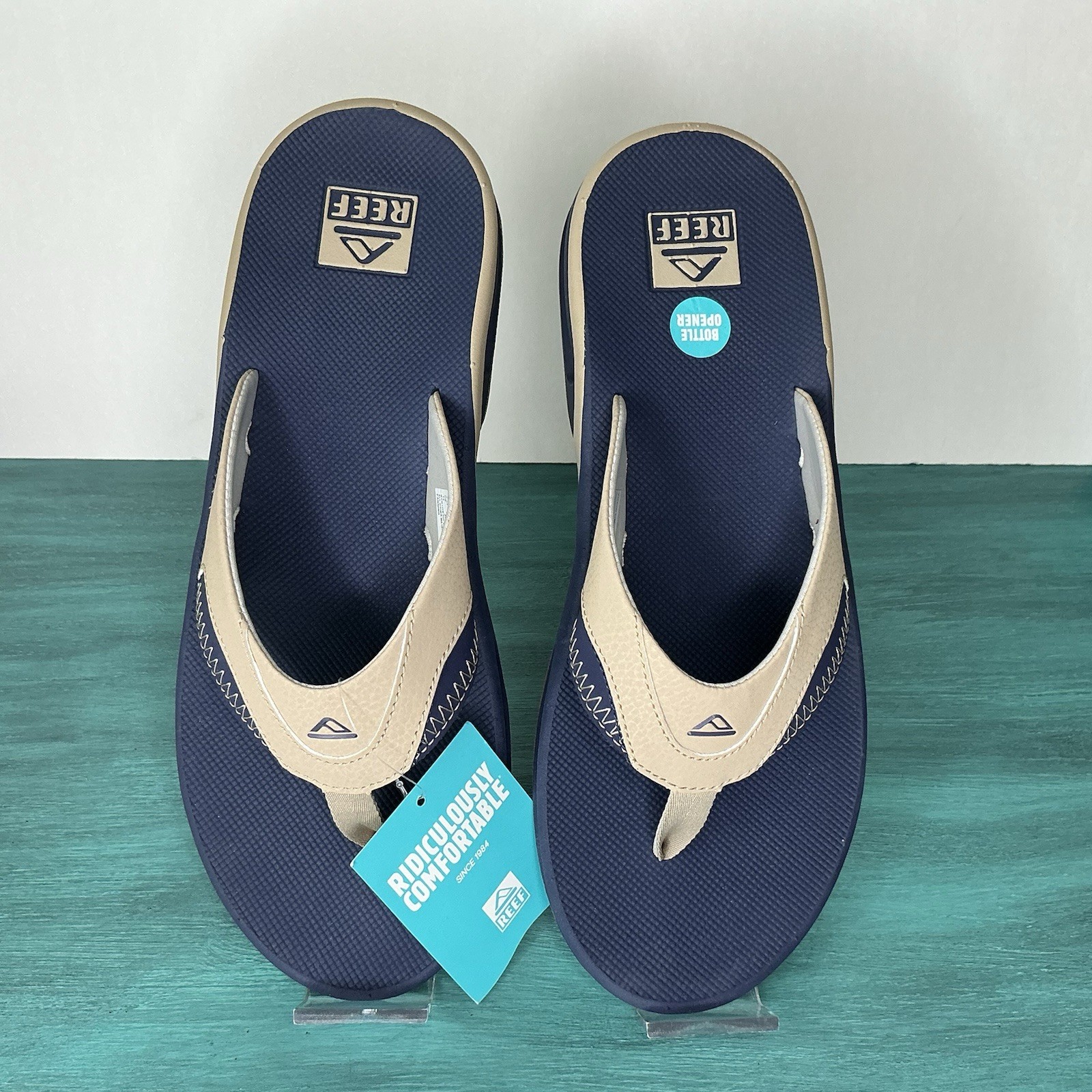 Reef Fanning NWT Arch Support Flip Flop Sandal Sz 12 Navy Oat CJ6593 Coastal