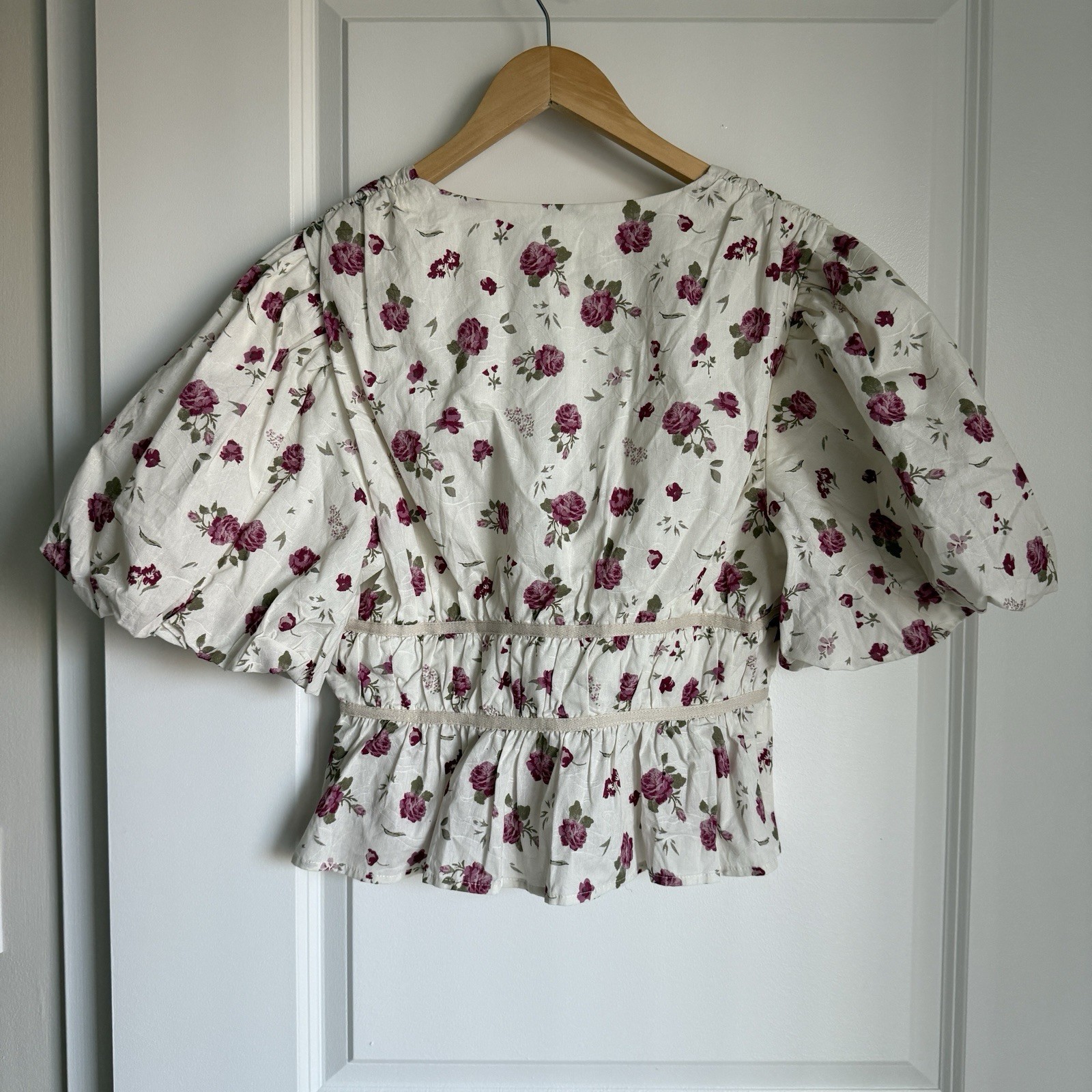 Aureum Women’s Floral Top Milkmaid Fairy Cottagecore SZ M Bohemian Peasant