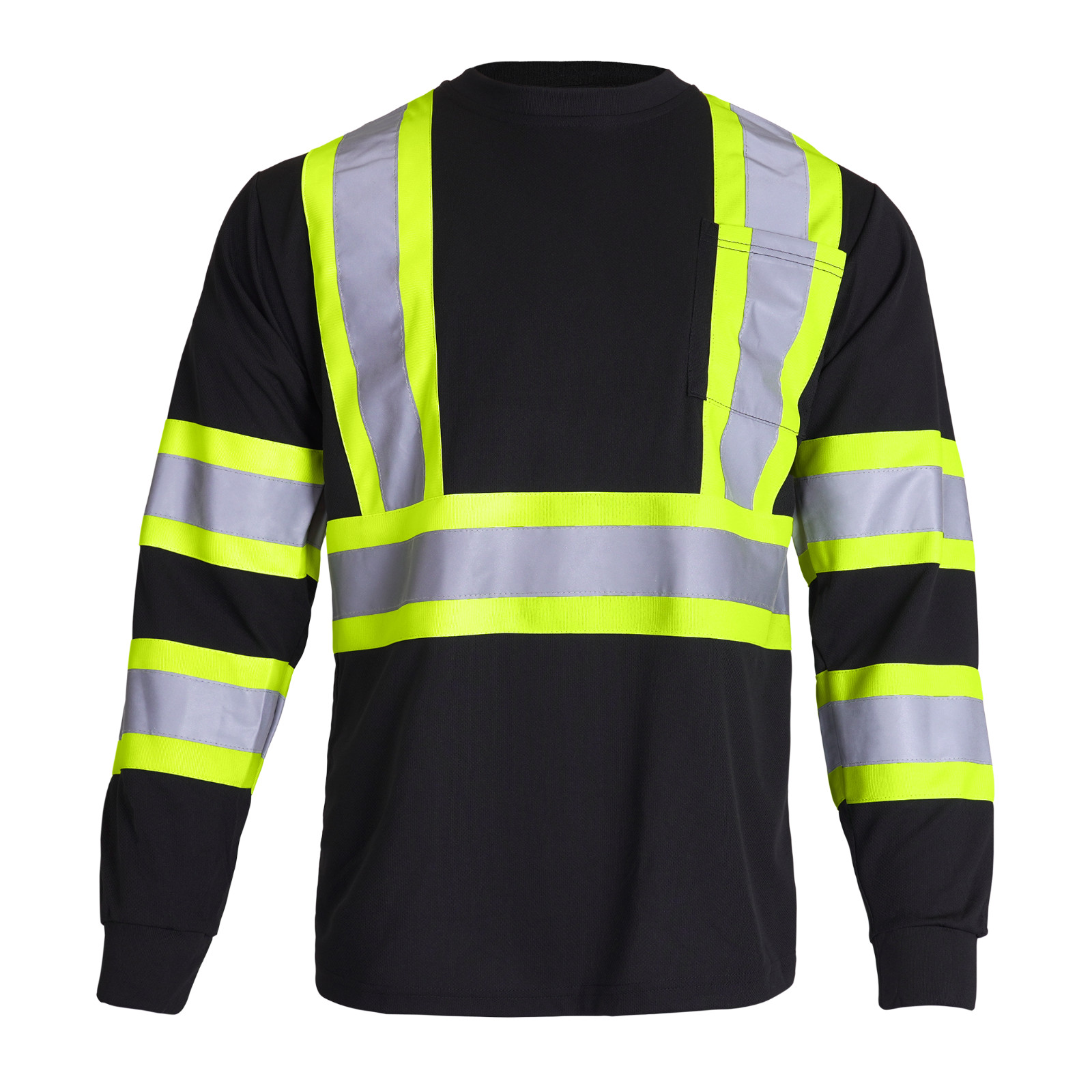 Black Hi Vis Shirt ANSI Reflective Safety Long Sleeve HIGH VISIBILITY