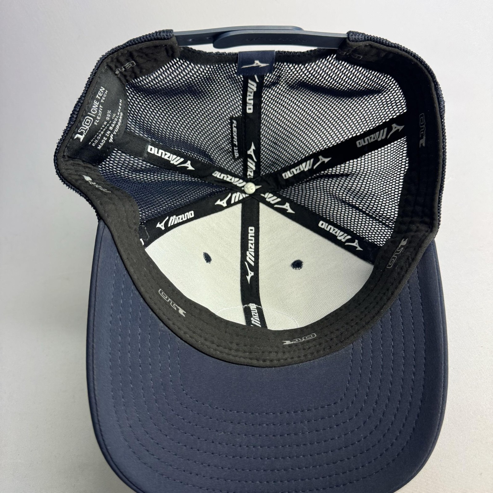 Mizuno Hat Cap Snap Back Blue Mens One Size Golf Trucker Mesh 110 Flexfit Tech