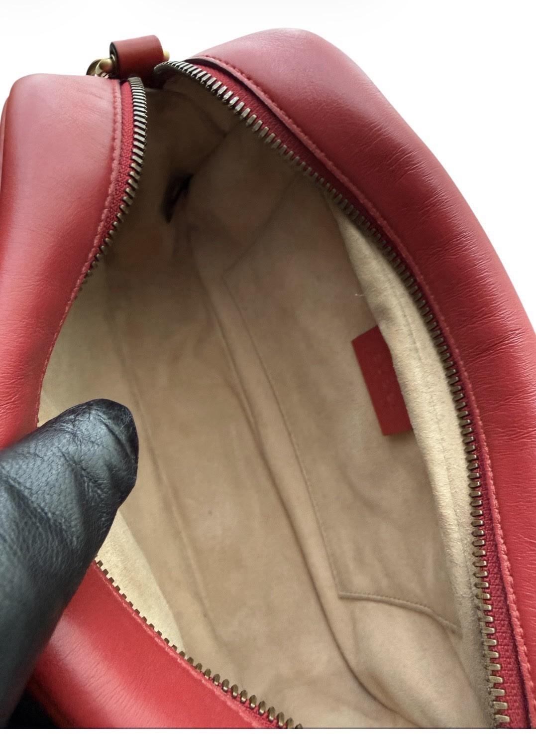 GUCCI GG Marmont Matelasse Red Leather Small Camera Shoulder Crossbody Bag
