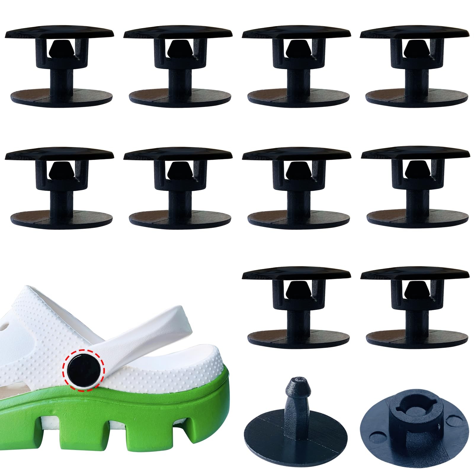 Lopau 10Sets Replacement Rivets for Croc, Strap Buttons Black