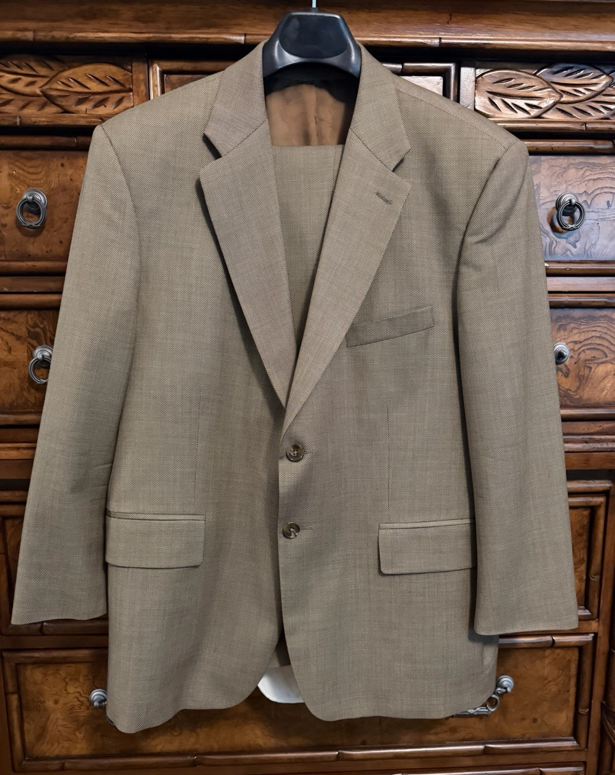 Lauren Ralph Lauren Tan Worsted Wool 2-Piece Suit 44S Classic Fit 34×30