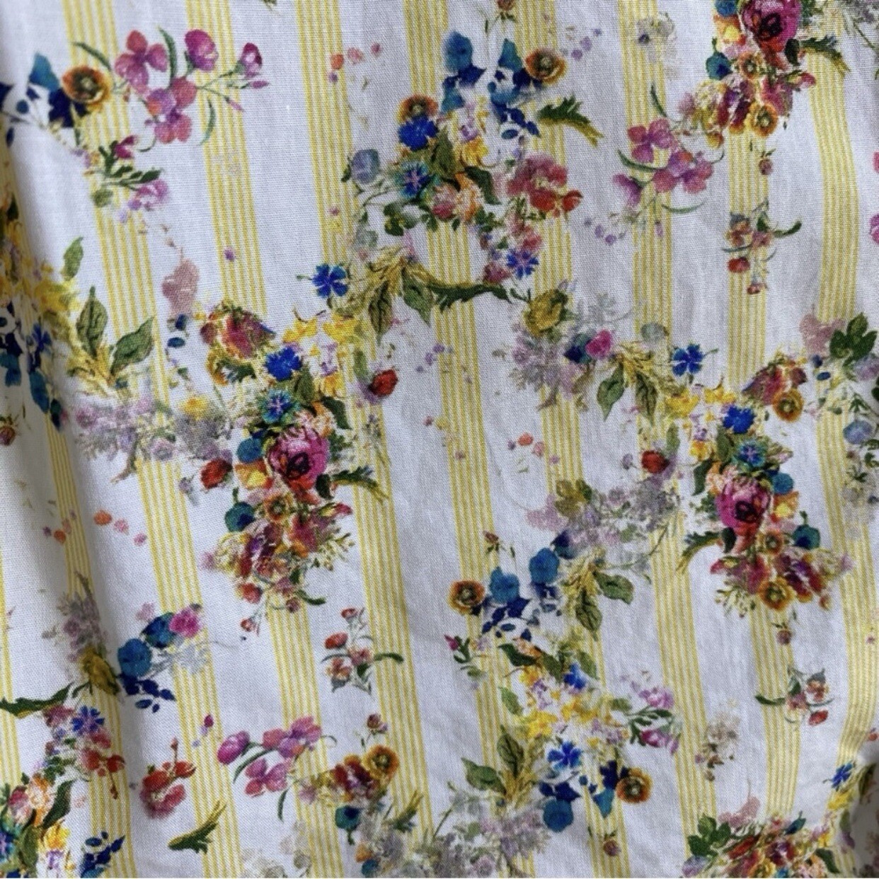 NWT Frank & Eileen Yellow Stripe Floral Button-Up Shirt