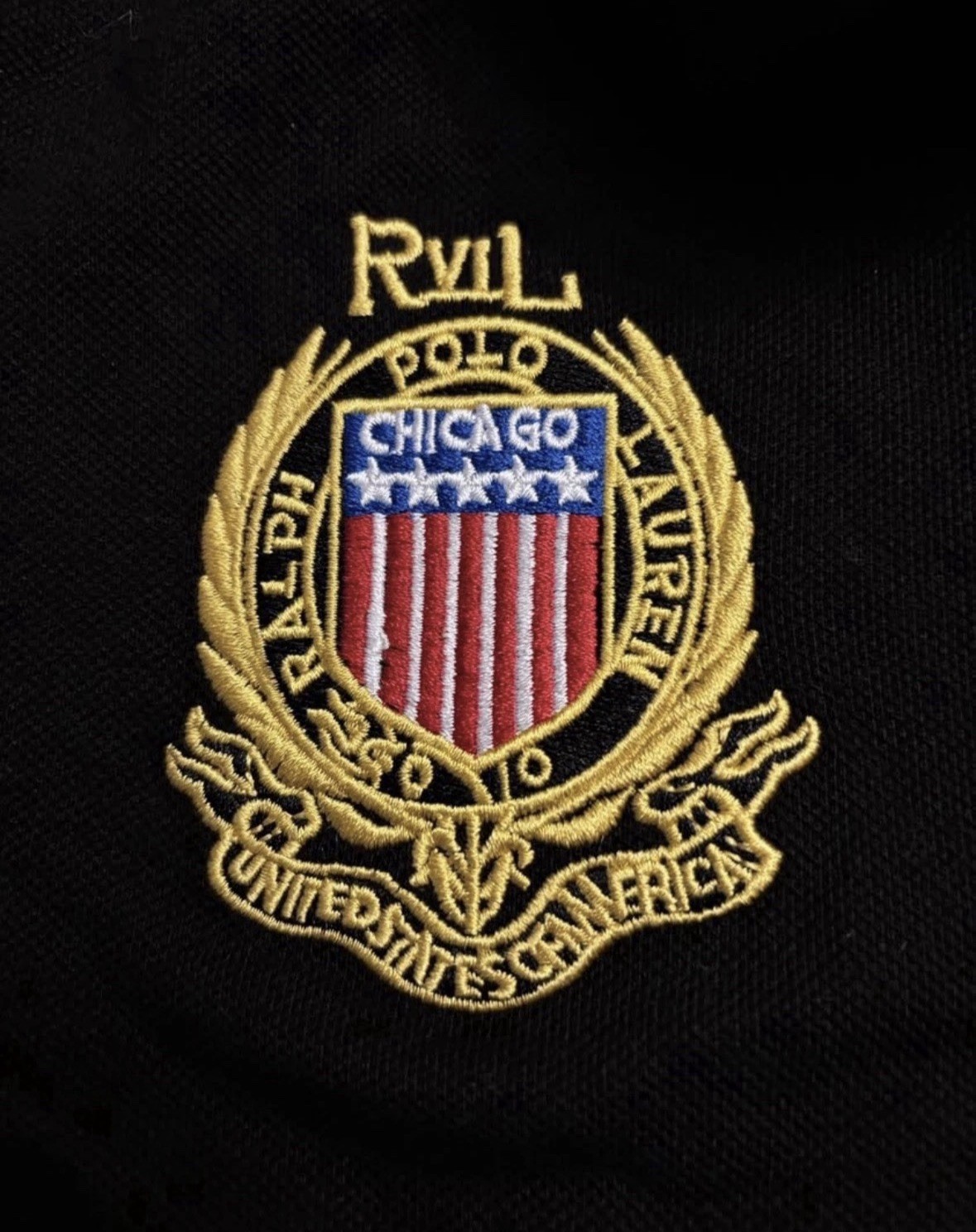 Polo Ralph Lauren Custom Slim Fit Black Chicago Crest Polo Shirt Men’s S