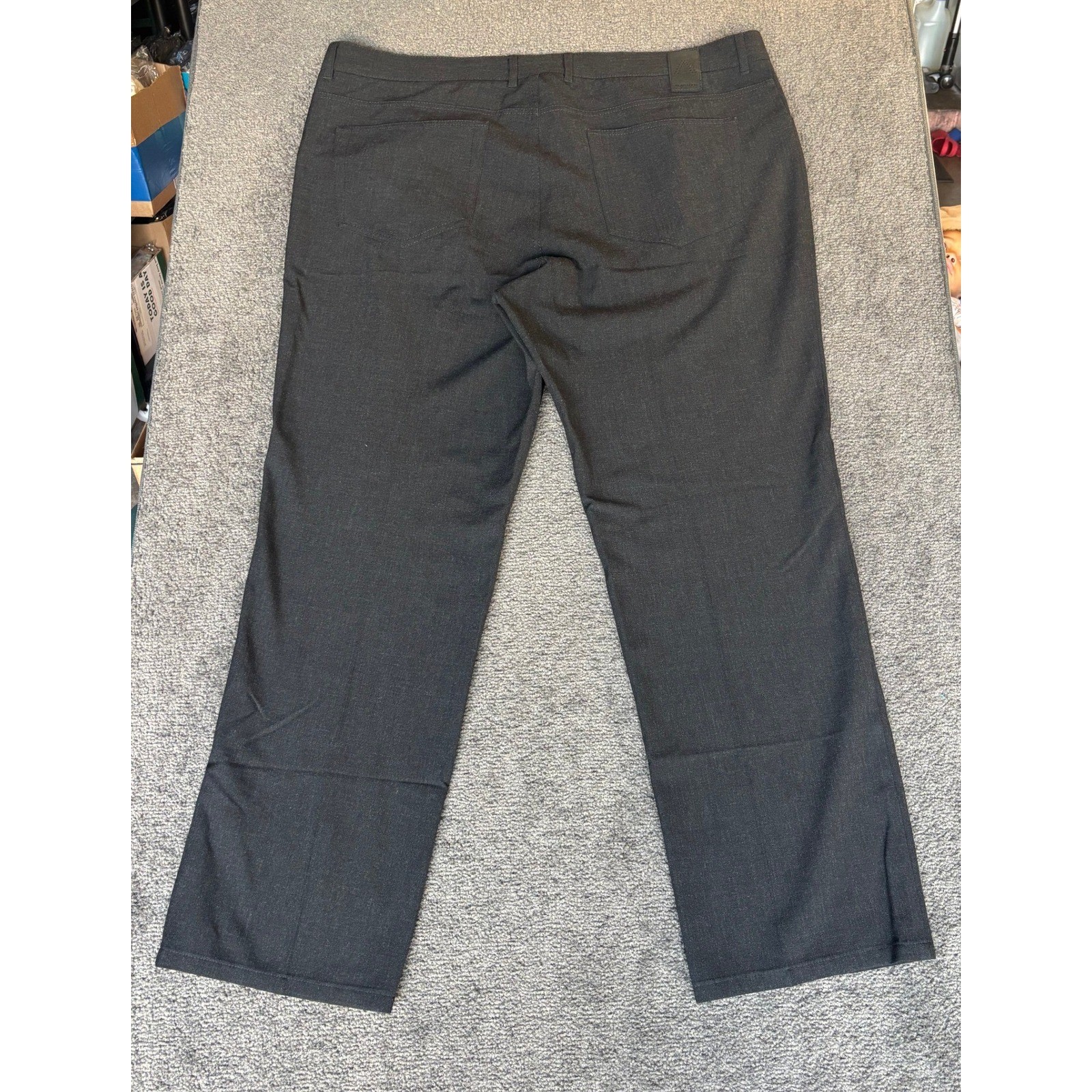ALBERTO CERAMICA Men Pants Comfort Fit Charcoal Gray Flat Front Trousers SZ 58