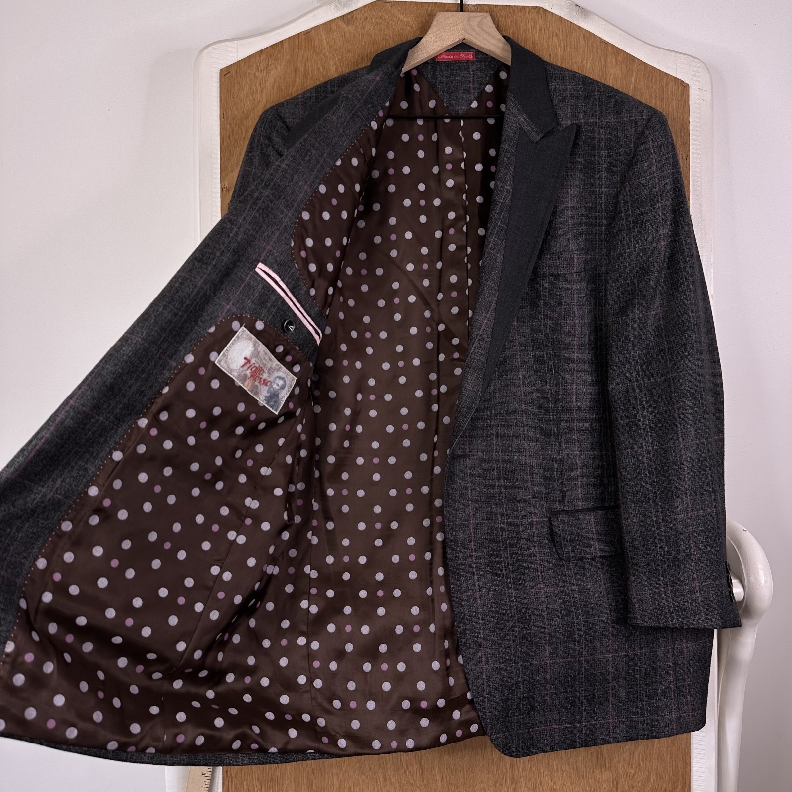 Tiglio Rosso Suit Mens 42R Gray Windowpane 1 Button Wool Super 150 34×28 3 Piece