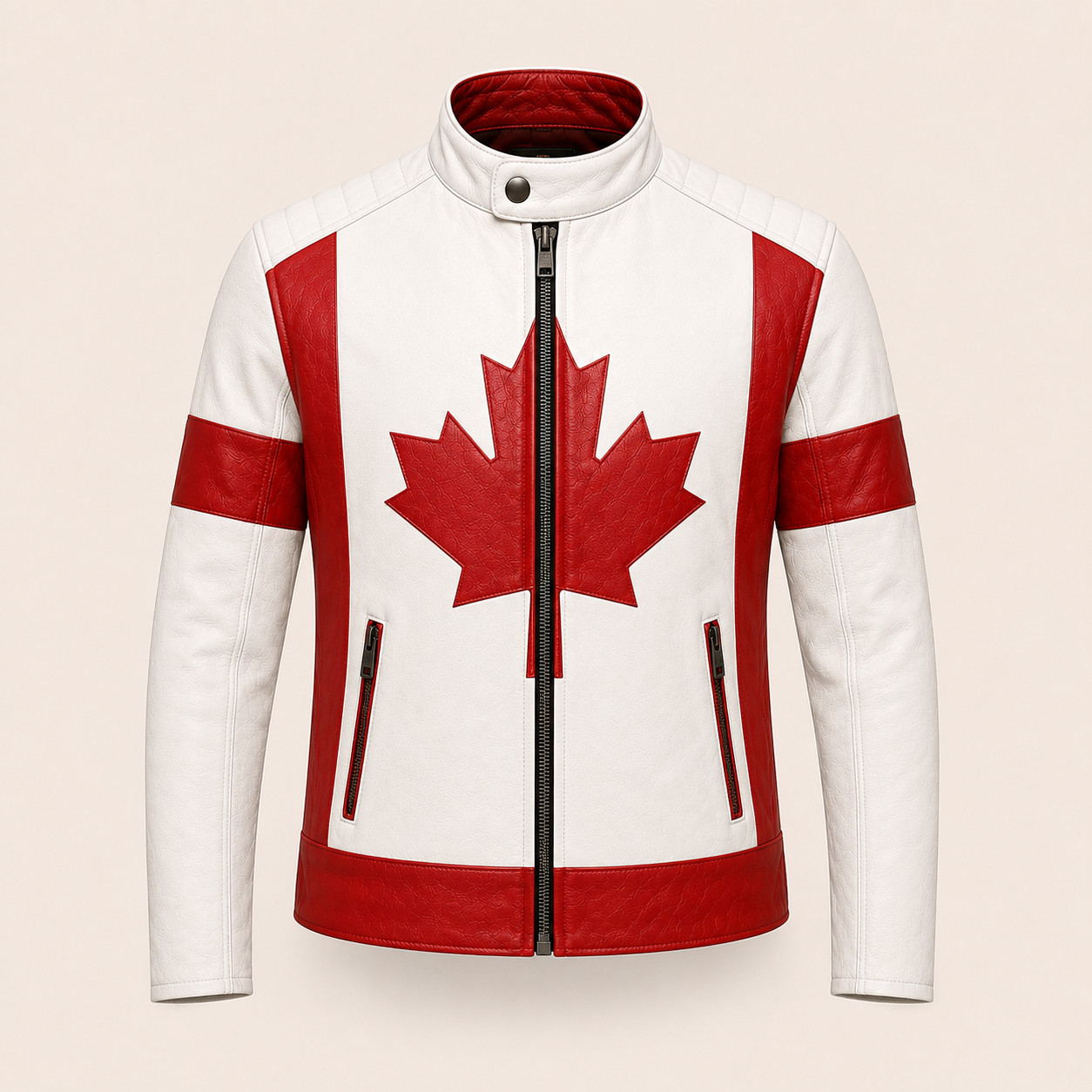 Canada Flag Leather Jacket, Union Jack Leather Coat, Men Women Vintage