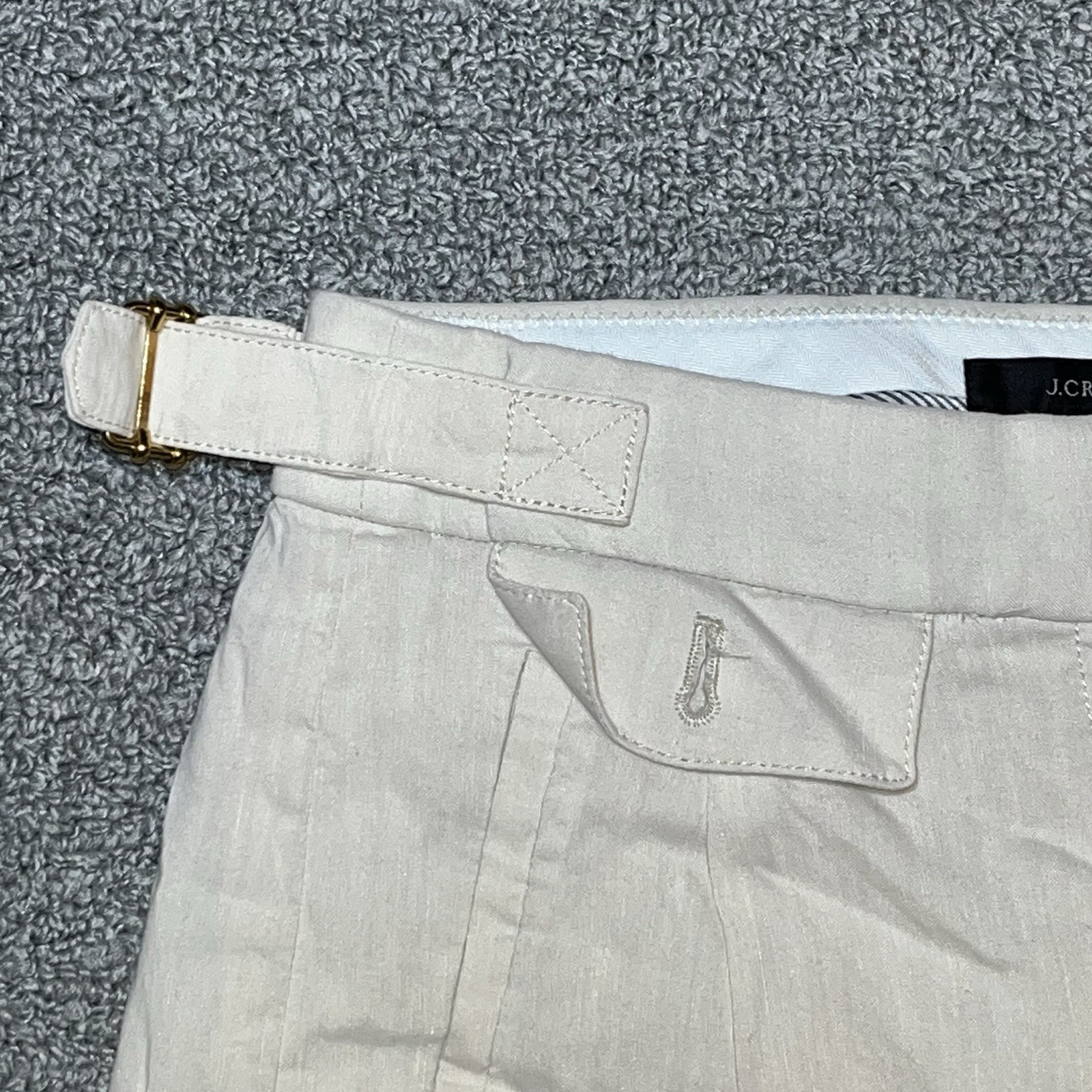J Crew Linen Blend Mario Bellucci Pants Womens Size 2 Tan Italian Straight Leg