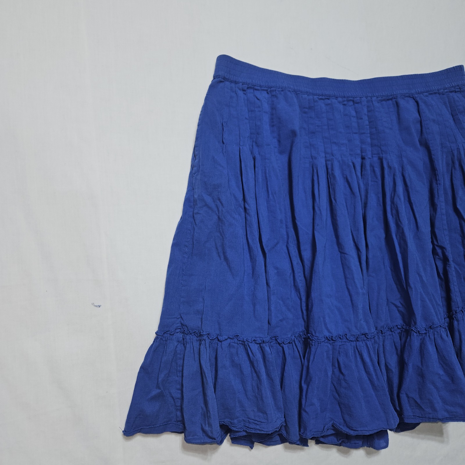 GAP Blue Gauze Cotton Tiered Ruffle Mini Skirt Pleated Pockets Women XL Boho