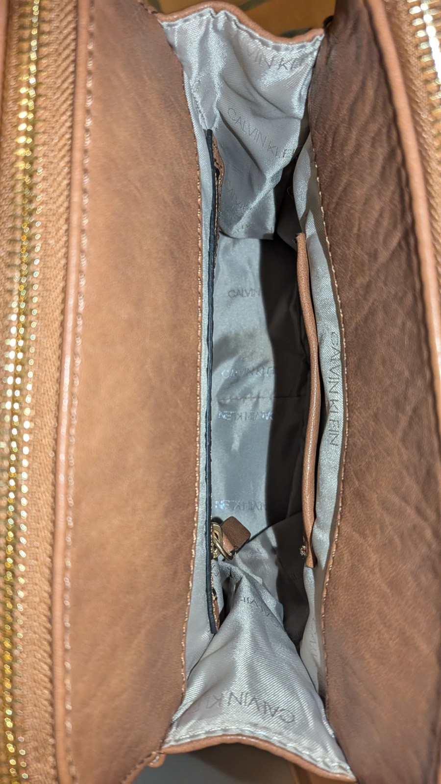 Calvin Klein Reyna Novelty Key Item Flap Backpack Caramel Color