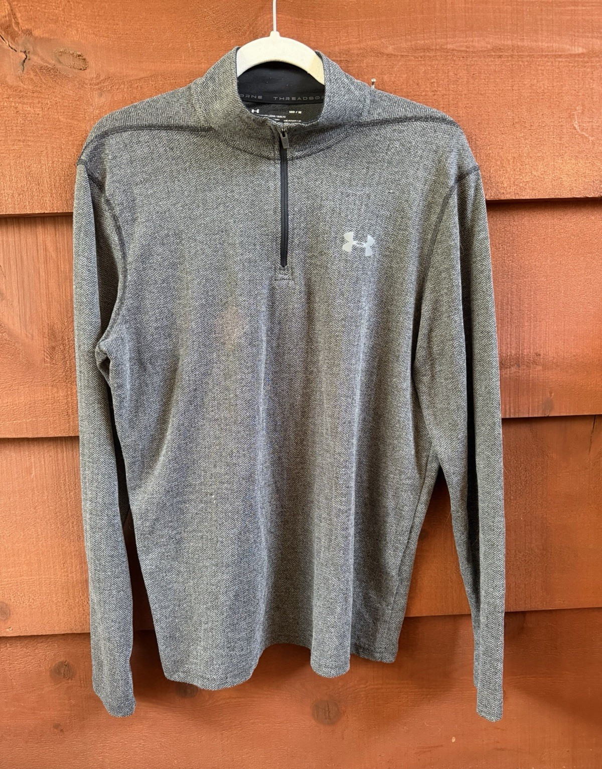 Under Armour HeatGear Men’s M Gray 1/4 Zip Mock Neck Long Sleeve Pullover