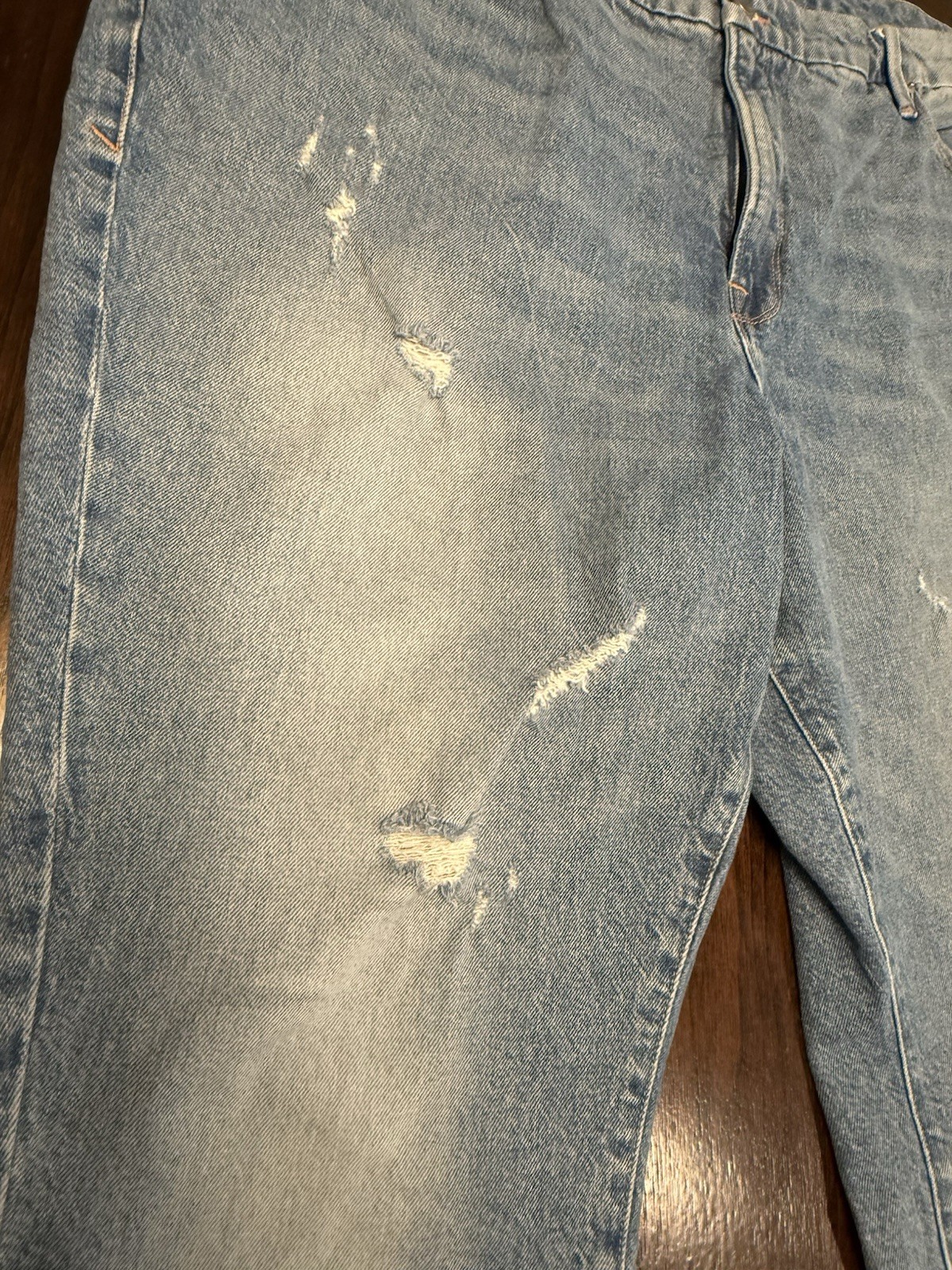 Good American Size 18 Good Classic High Rise Distressed Straight Leg Blue Jeans