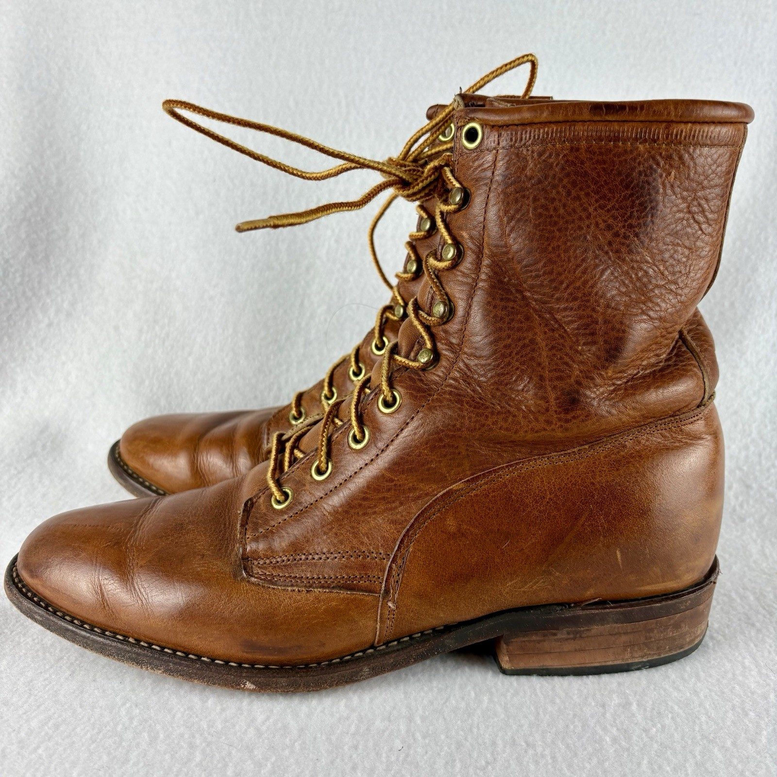 VTG J. Chisholm 9.5D brown leather packer / work boots USA Made