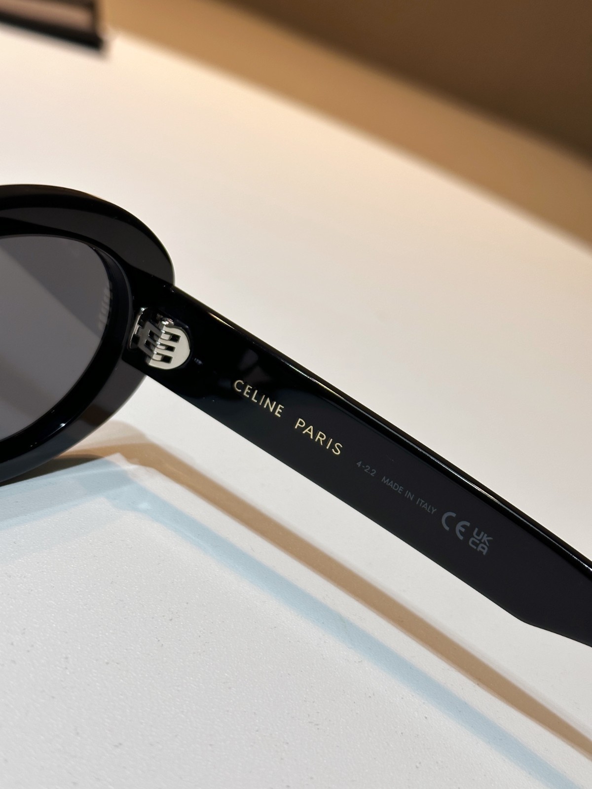 CELINE Paris Triomphe Oval Sunglasses Black Frame Black Logo Luxury