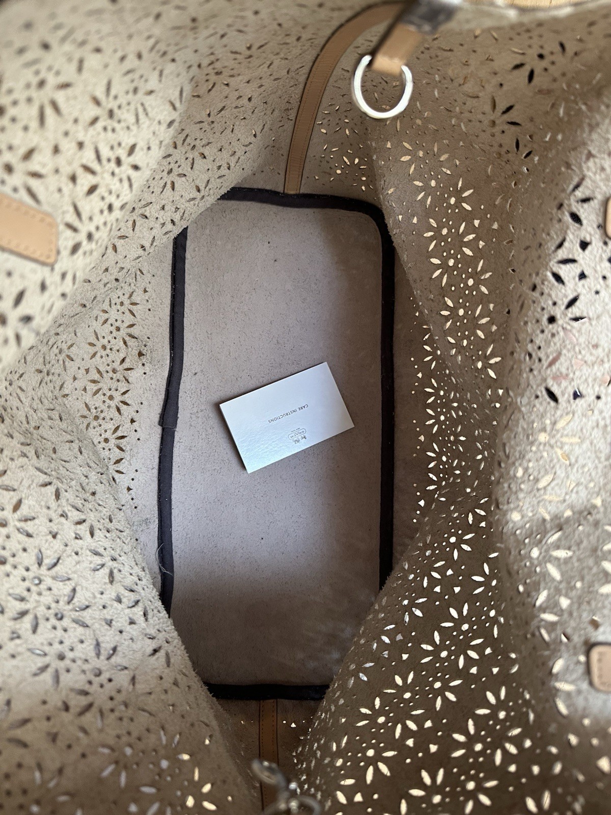 COACH Metro Eyelet Leather Tote With Tags And Attached Pouch Silver