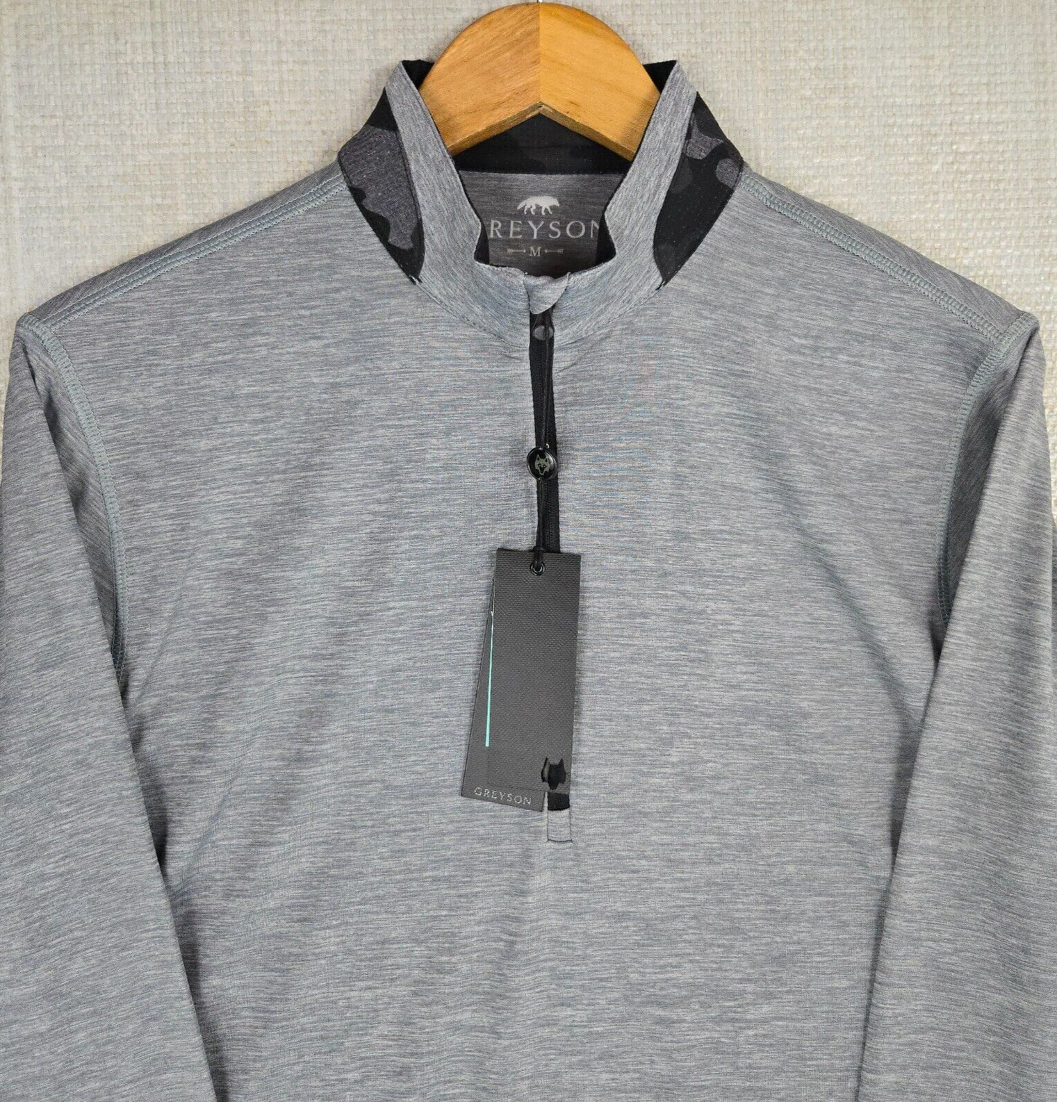 GREYSON NEW $148 Mens 1/4 Zip Medium Lightweight Wicking Brrr Fabric Golf Wolf