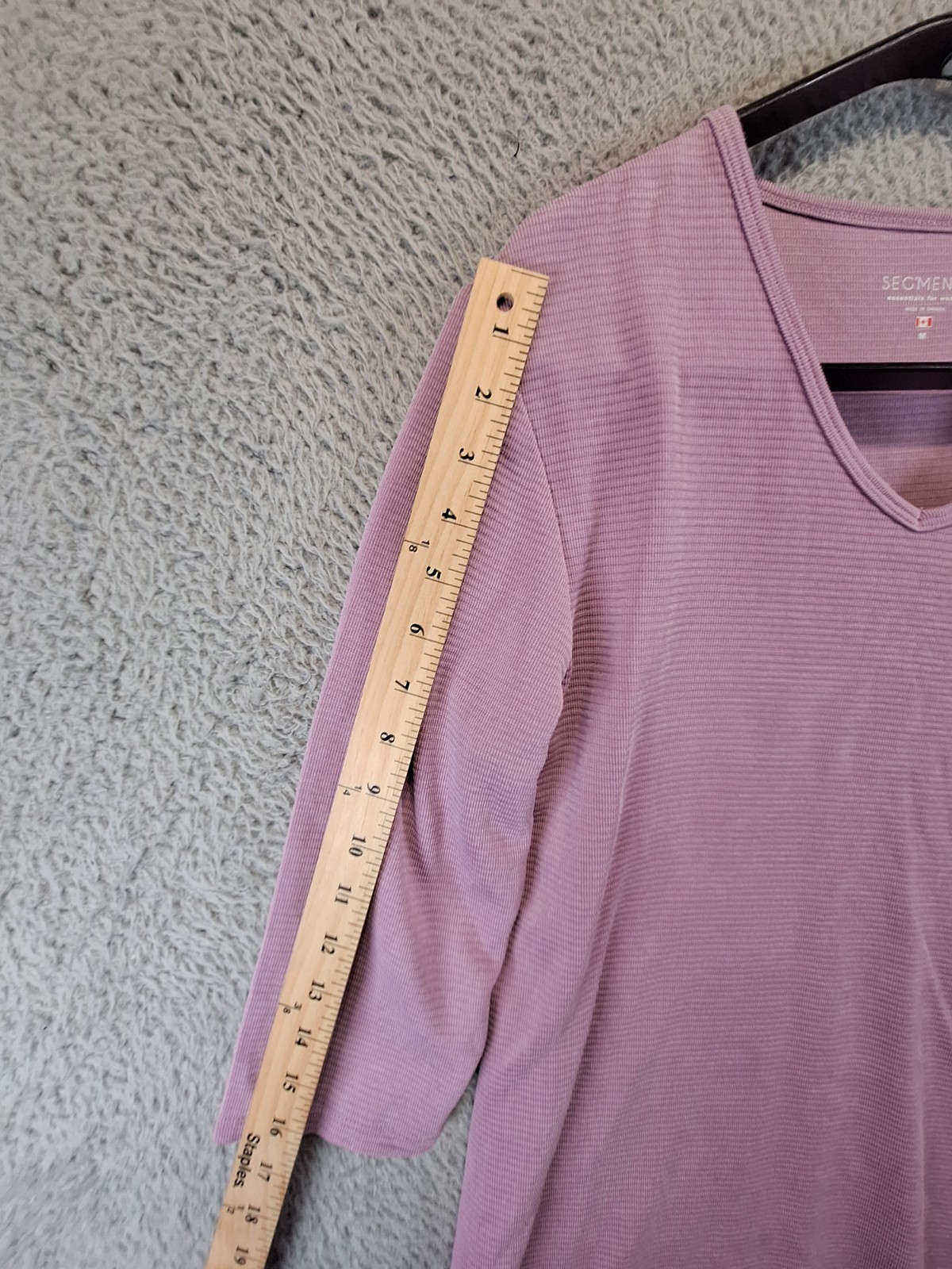 SEG’MENTS Essentials Shirt Womens Medium Purple Tencel Ribbed 3/4 Sleeve V Neck