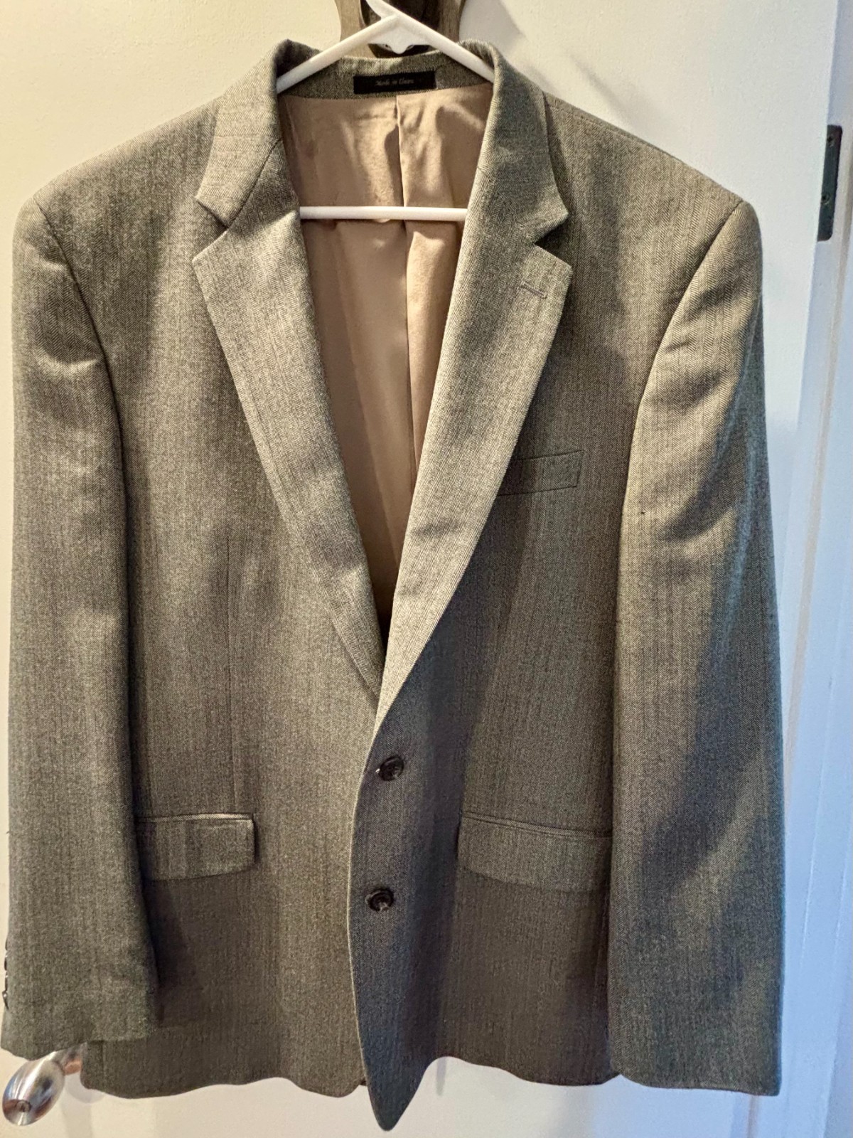 Lauren Ralph Lauren Gray Herringbone Silk Wool Sport Coat Blazer Men’s 46L
