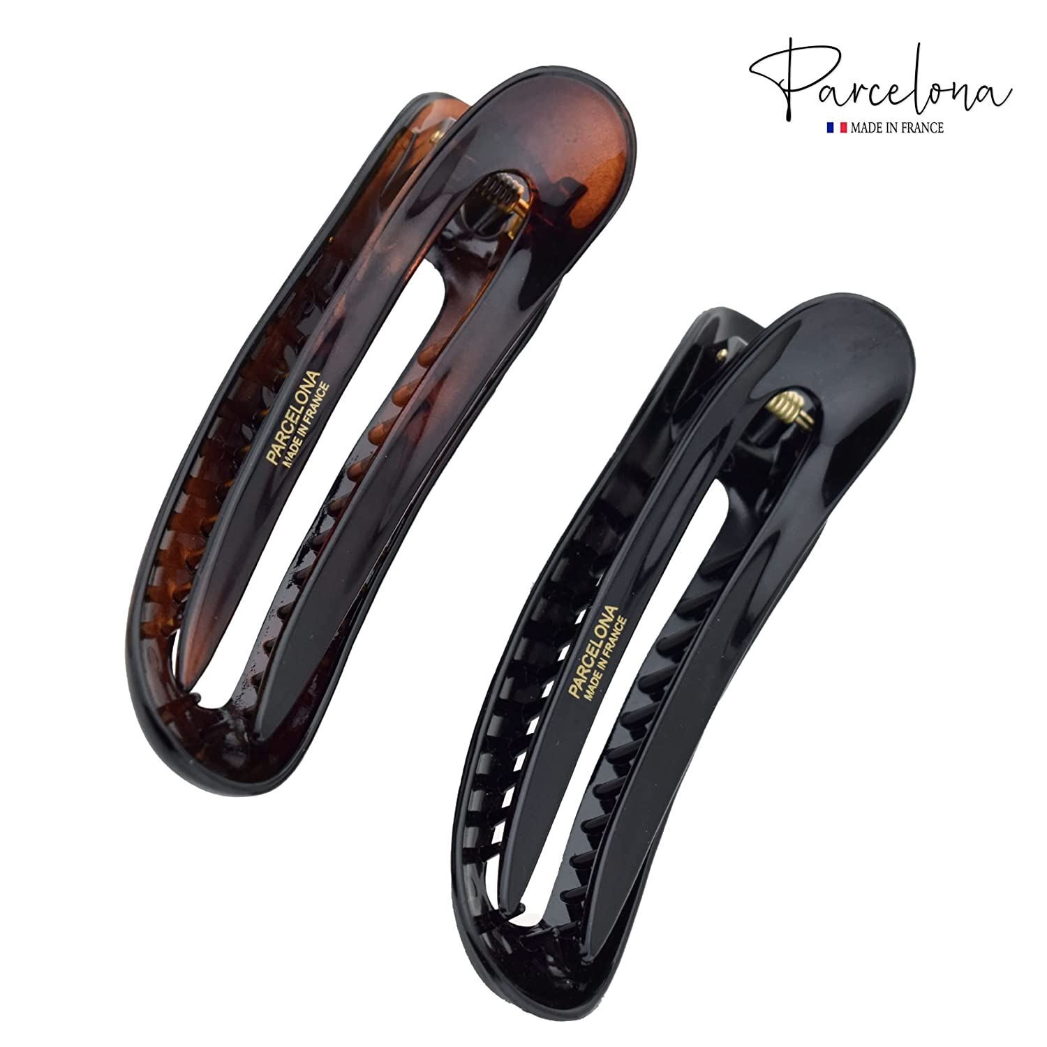 Parcelona French Oval Slider Large 4.75″ Celluloid Side Hair Claw Clips(2 Pcs)