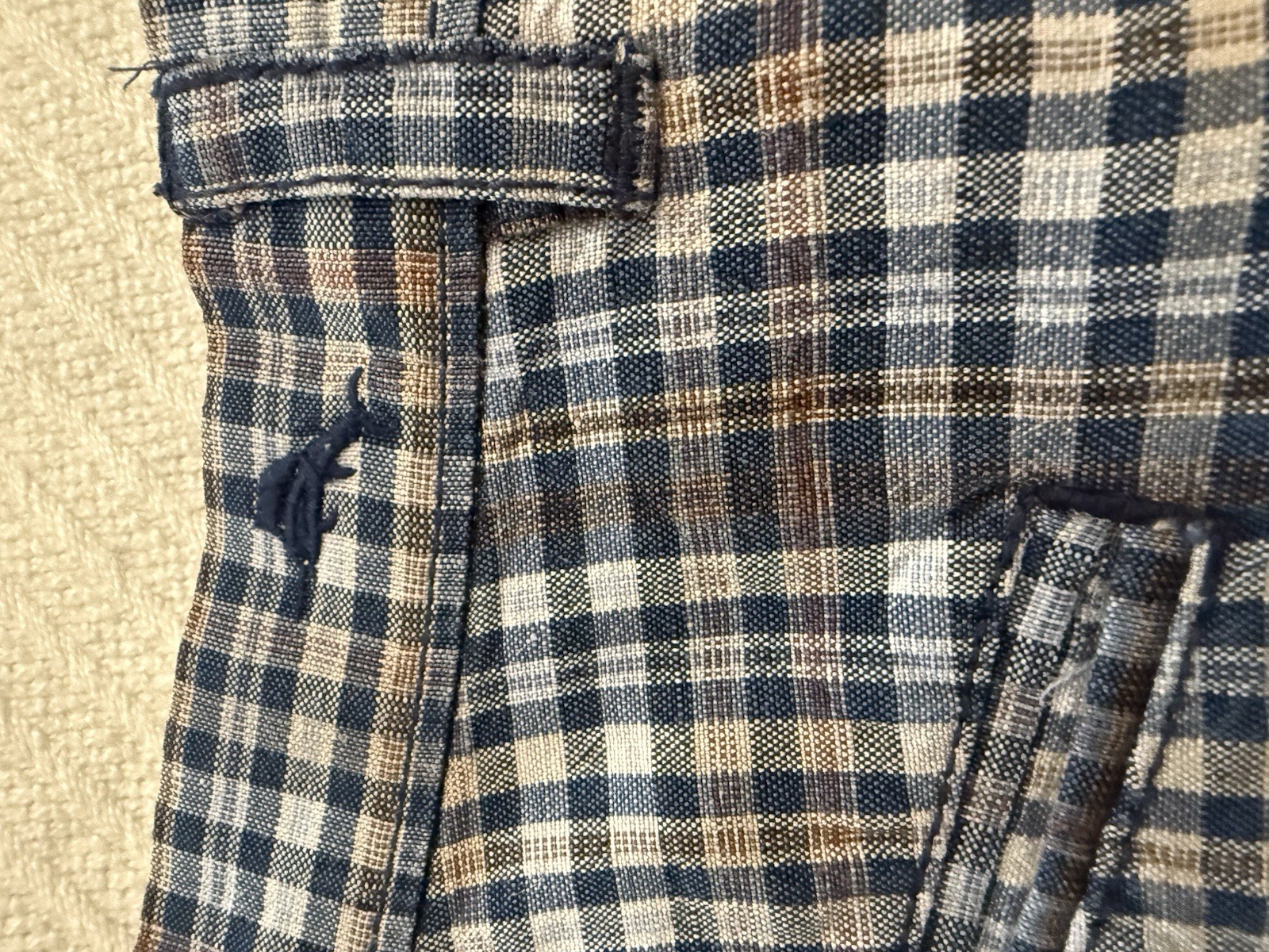 Tommy Bahama Long Weekend Plaid Chino Shorts Blue/Beige Linen Lyocell 10in