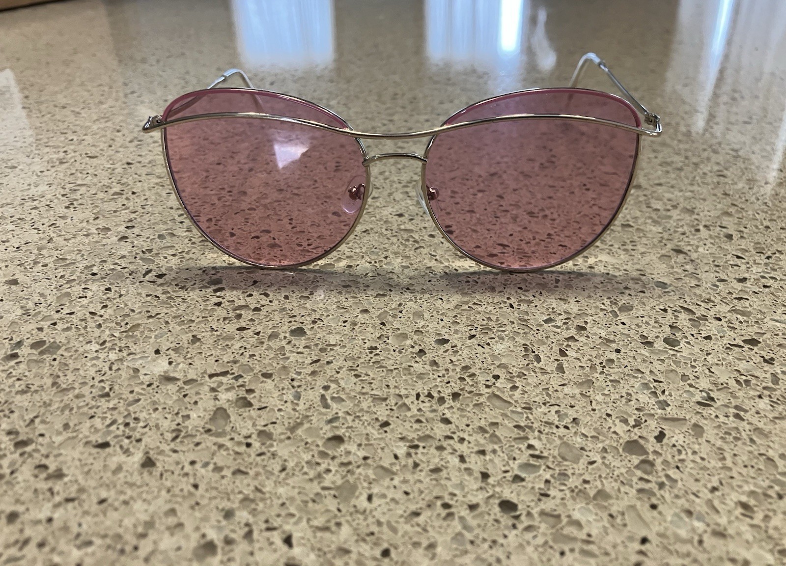Unique Design Modern Frame Womens Silver & Pink Sunglasses