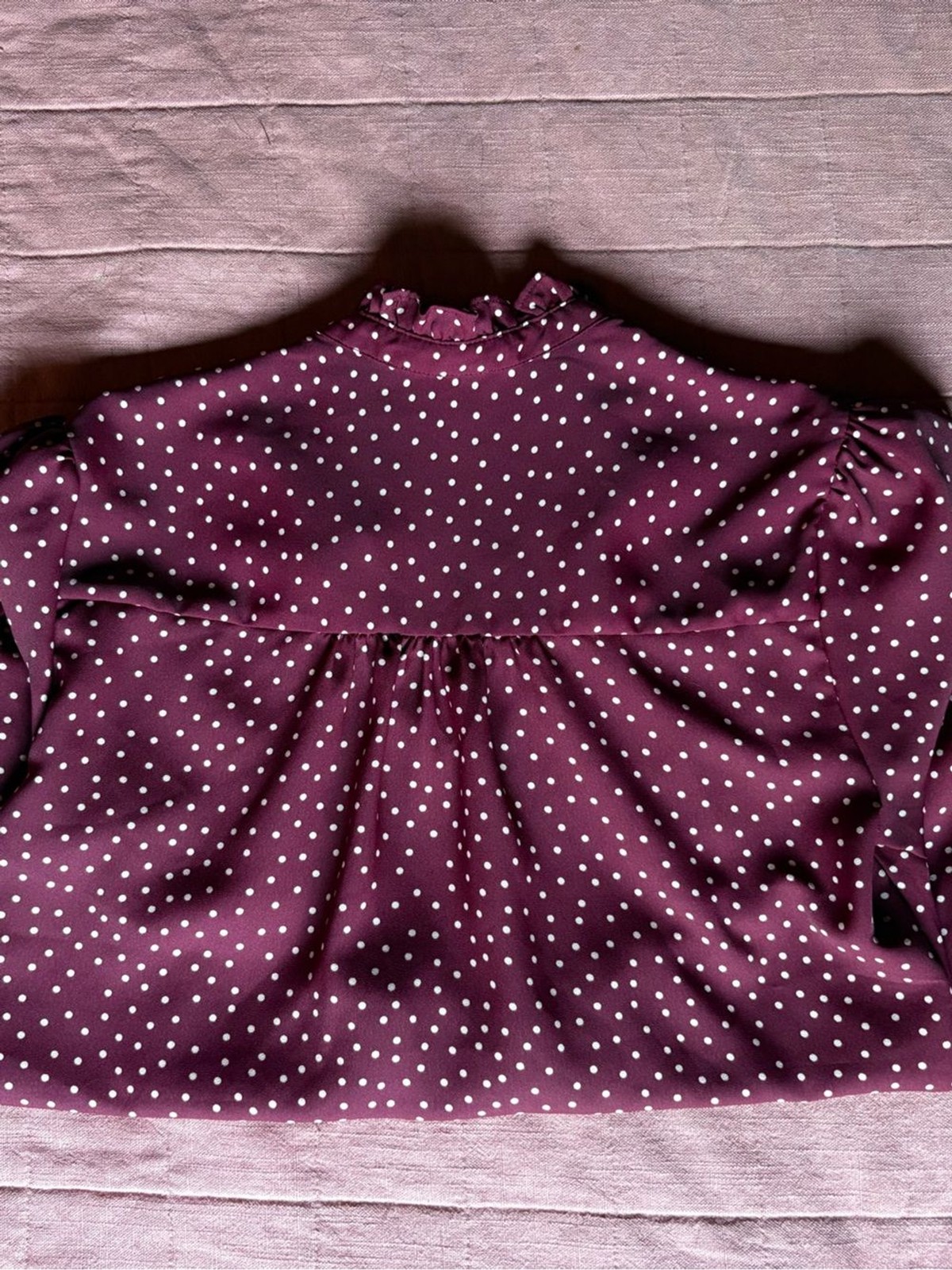 Express Portofino Button Down- Size Small- Maroon & Light Pink Polka Dot