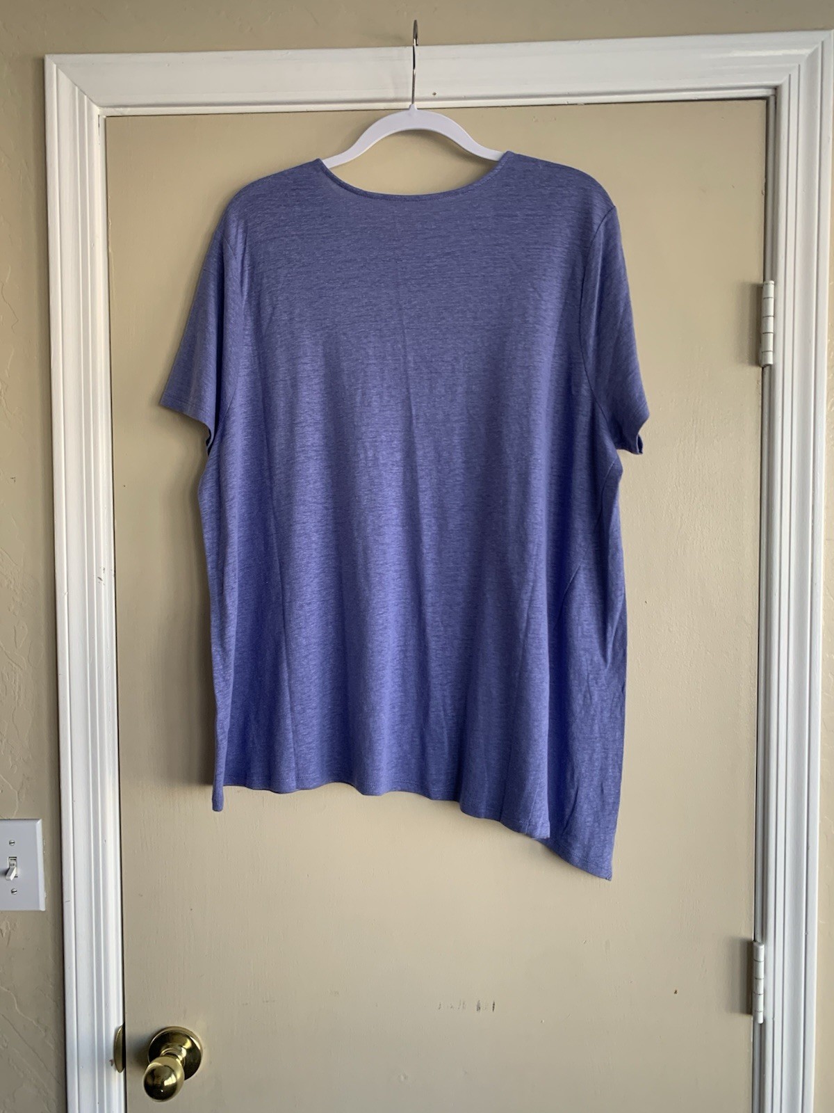 Pure Jill J.Jill Linen Blend PJ Seamed Asymmetric Tee 2X Purple Lavender Shirt
