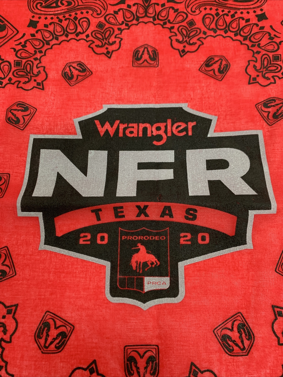 Ram Dodge Wrangler NFR ProRodeo PRCA Texas 2020 Red Bandanna 22″ X 21 .5”