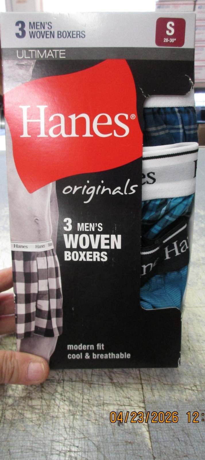 New Hanes Size Small Woven Boxers 3 Pack Men’s S 28″-30″ Blue Plaid Multicolor