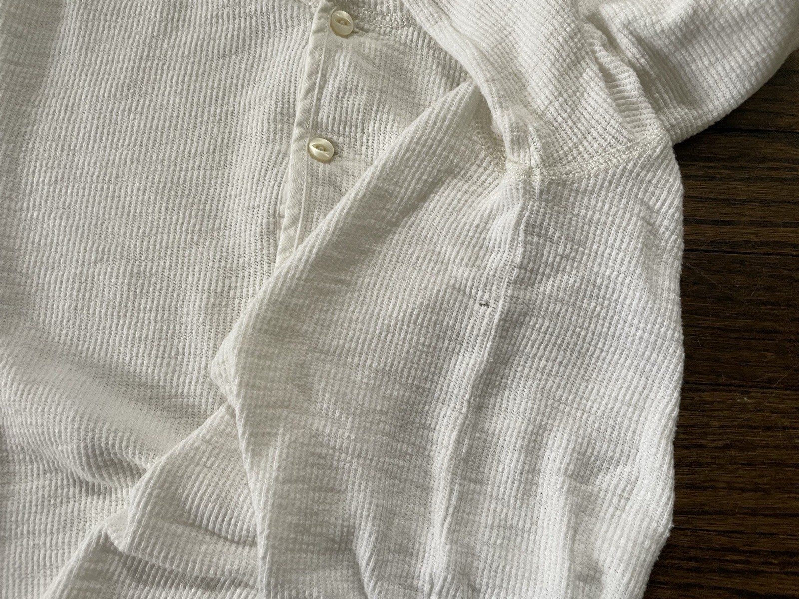 RRL Ralph Lauren Men’s White Henley Thermal Shirt Size S