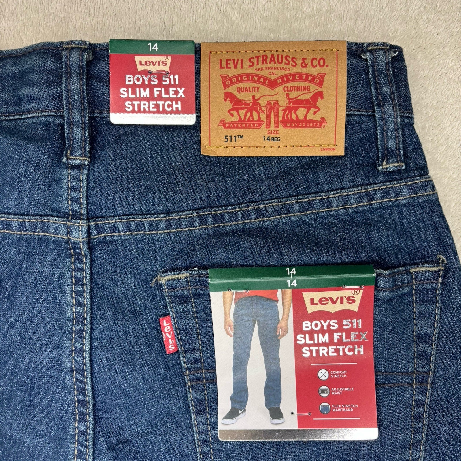 Levi’s Boys 511 Slim Flex Stretch Jeans Del Rey Boys Size 14 Style #97E227
