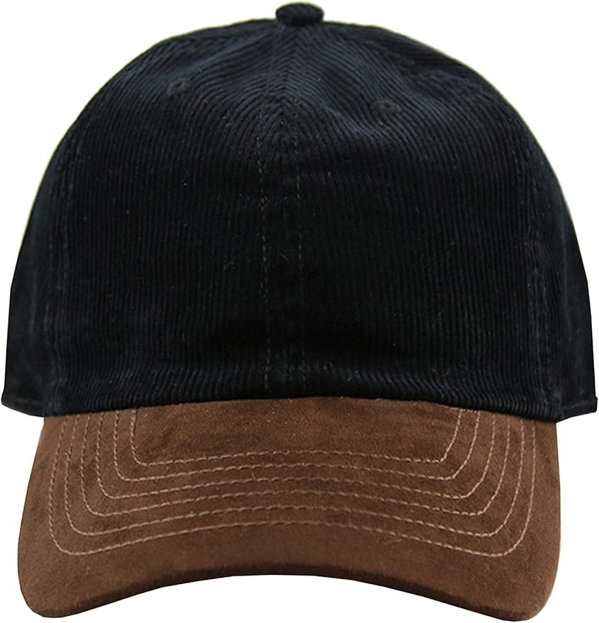 Corduroy Dad Hat Baseball Brown Suede Brim Adjustable Soft Cap Unisex