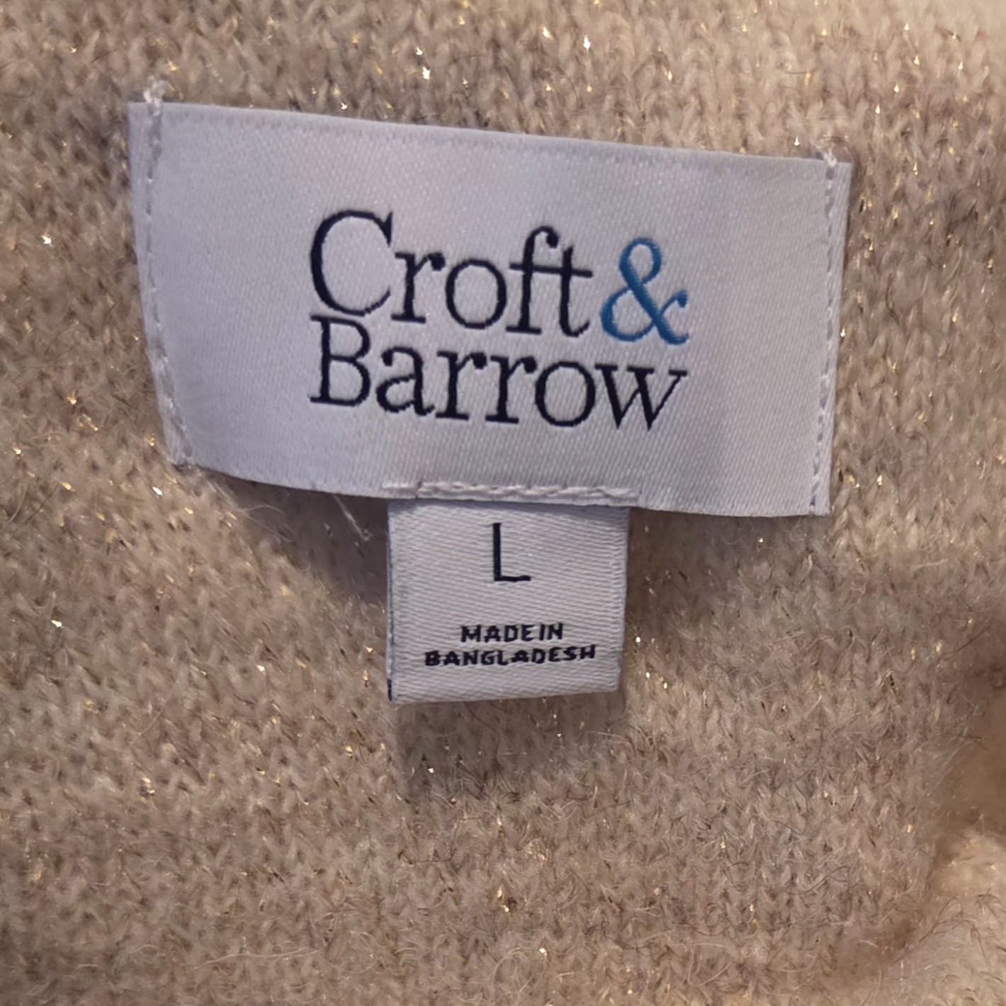 Croft And Barrow Cropped Cardigan With Sparkle Womens L All Seasons NWOT
