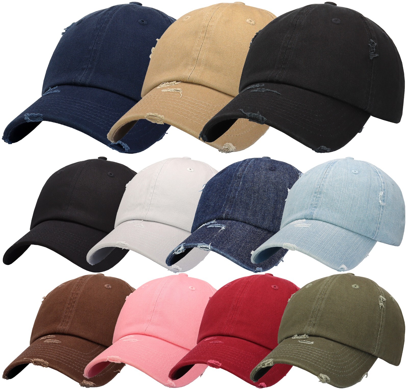 ANTOURAGE Vintage Distressed Unisex Washed Plain Cotton New Baseball Dad Hat Cap