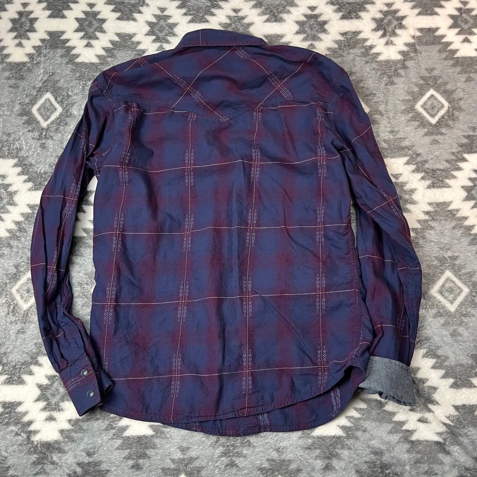 Wrangler Retro Premium Mens Purple Plaid Western Snap Shirt 112338150 M
