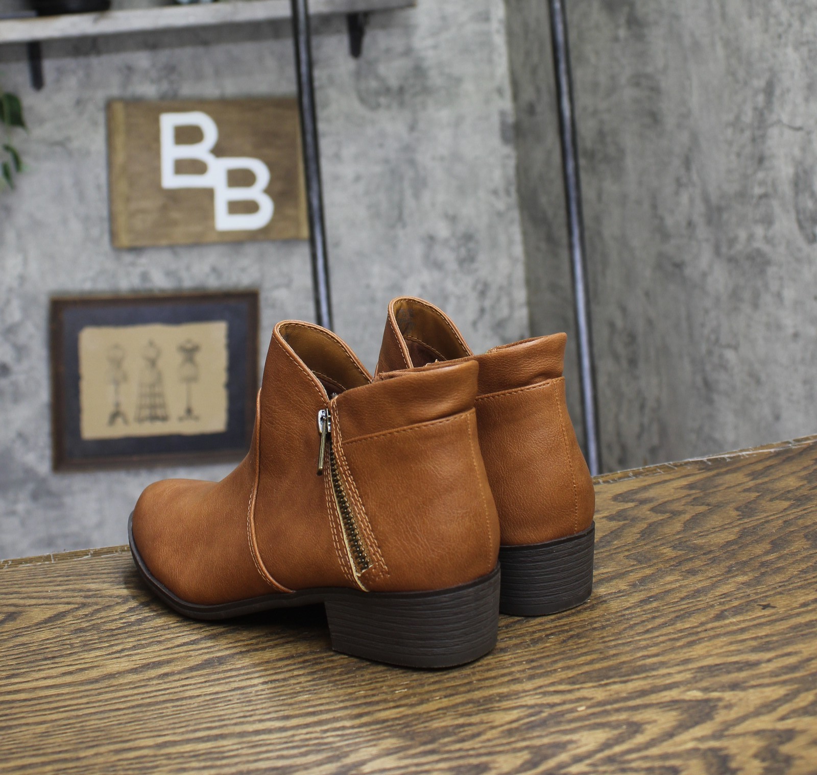 sun + Stone Womens Adelinee Double Zip Ankle Booties Brandy Brown 6.5M