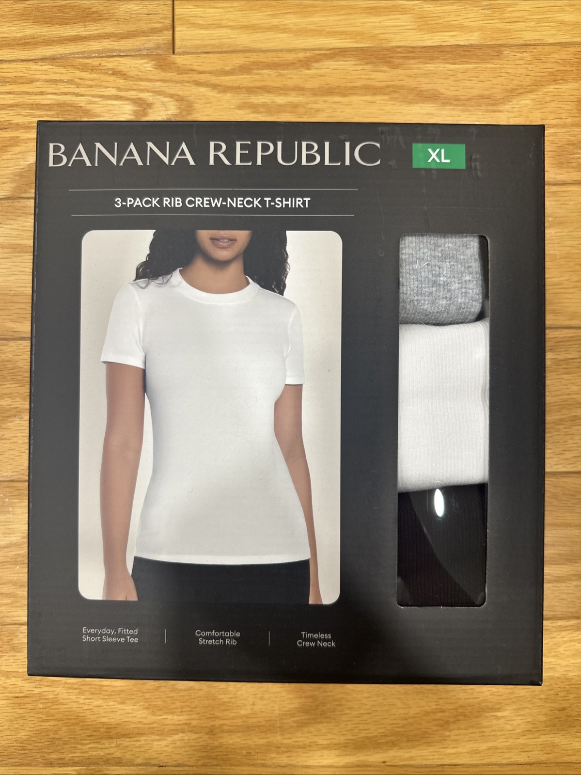 Banana Republic 3-pack Women’s Ribbed Crewneck T-Shirt | Multi | XLarge