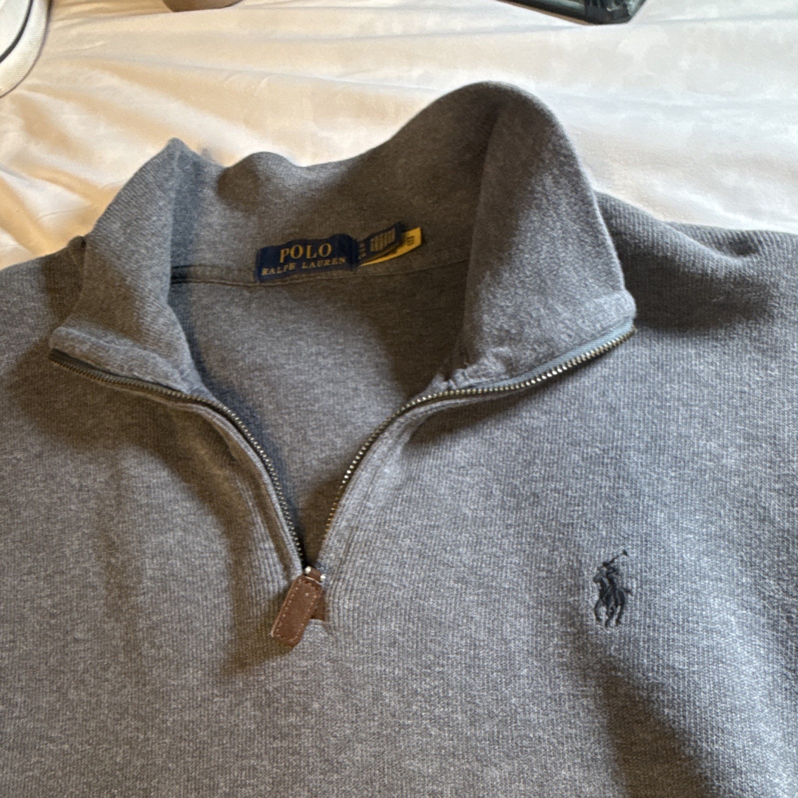 Polo Ralph Lauren Men’s Gray Cotton Knit 1/4 Zip Mock Neck Sweater XL