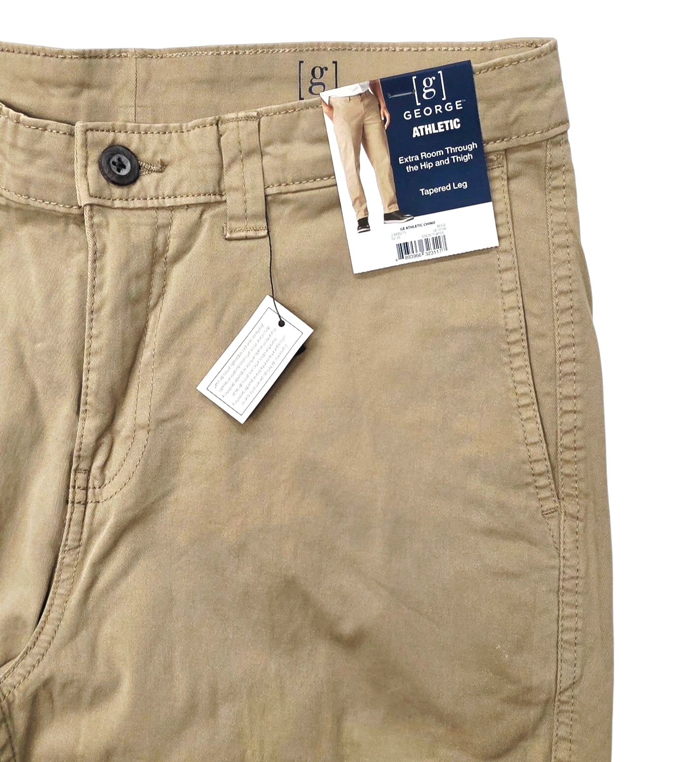George #11897 NEW Men’s Beige Athletic Fit Stretch Tapered Leg Chino Pants